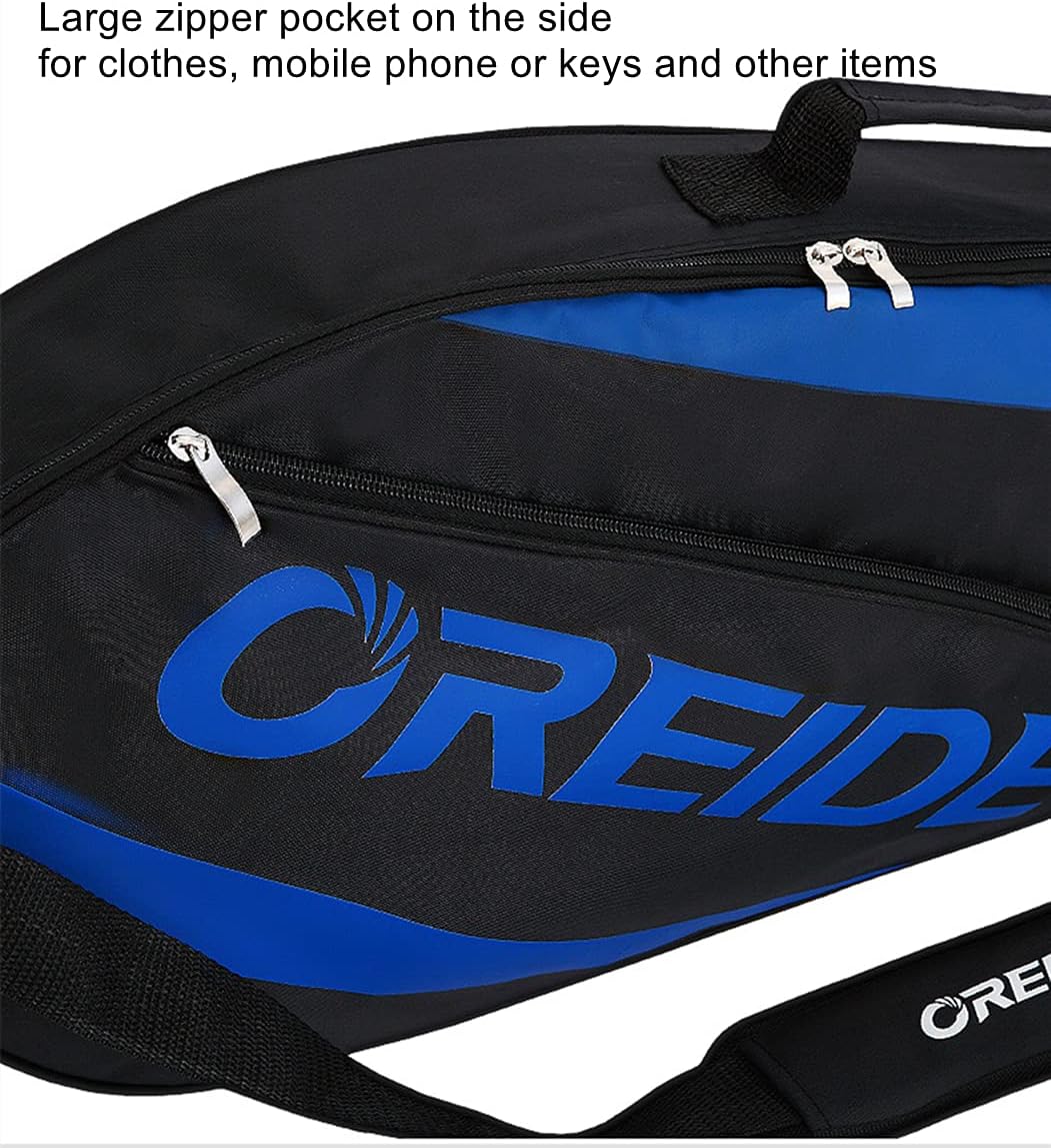 Portable Badminton Racket Bag Multifunction Single Shoulder Racket Bag for 3 Racquet or Double Tennis Racket, for Men and Women
