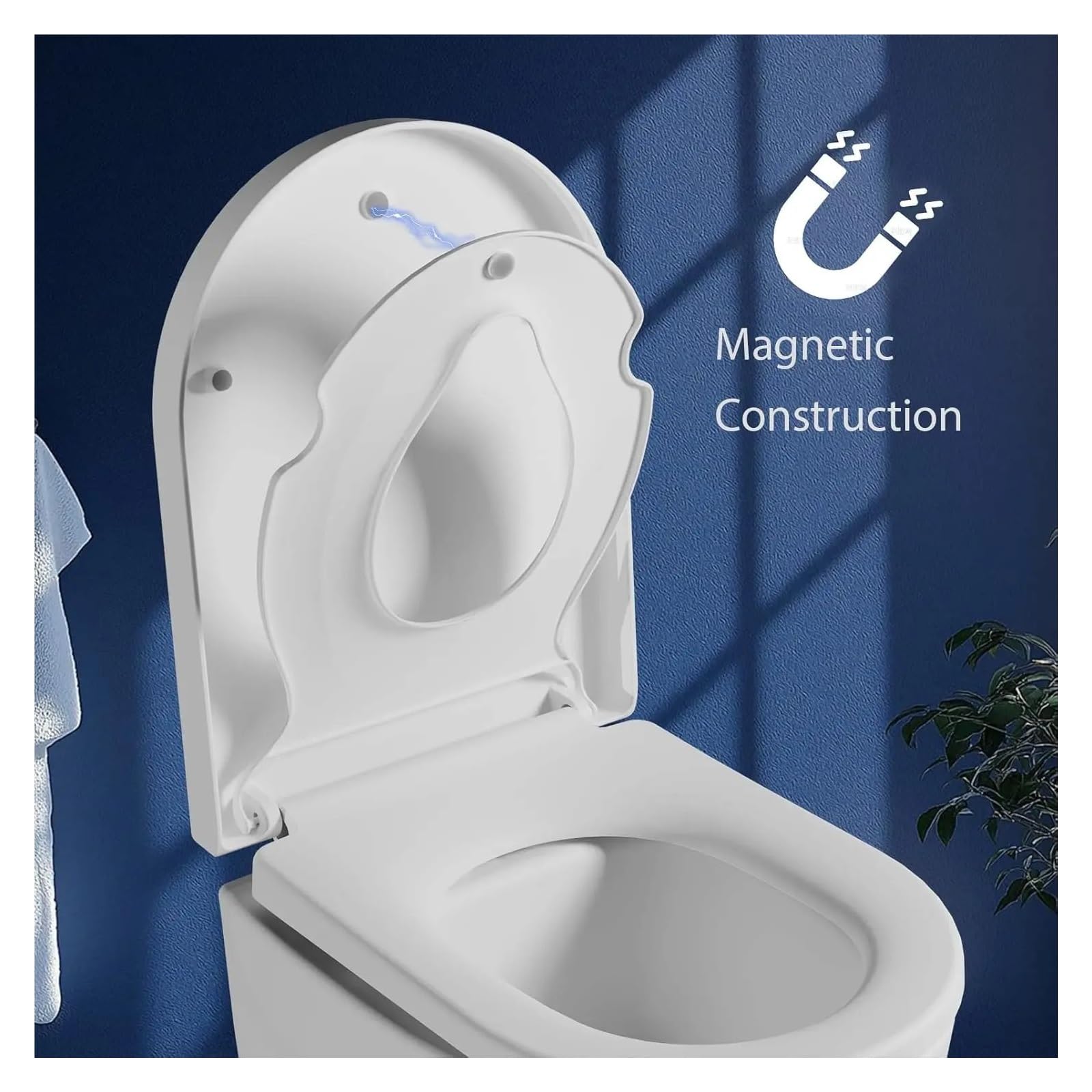 D-förmiger Toilettensitz Mit Schnellverschluss For Einfache Reinigung, Sanft Schließender Toilettendeckel, Integrierter Kleinkindsitz For Das Badezimmer Zu Hause, Weiß Robust Und Bequem