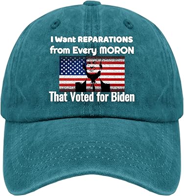 I Want REPARATIONS from Every MORON That Voted for Biden Adjustable Baseball Caps Cyan Blue