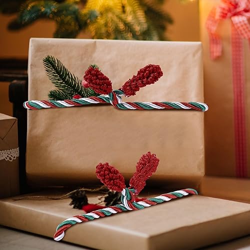 Miniatura 120 de Guirnalda de Navidad de 20 pulgadas, lazos decorativos de Navidad para barandilla, lazos giratorios reutilizables y flexibles para Navidad