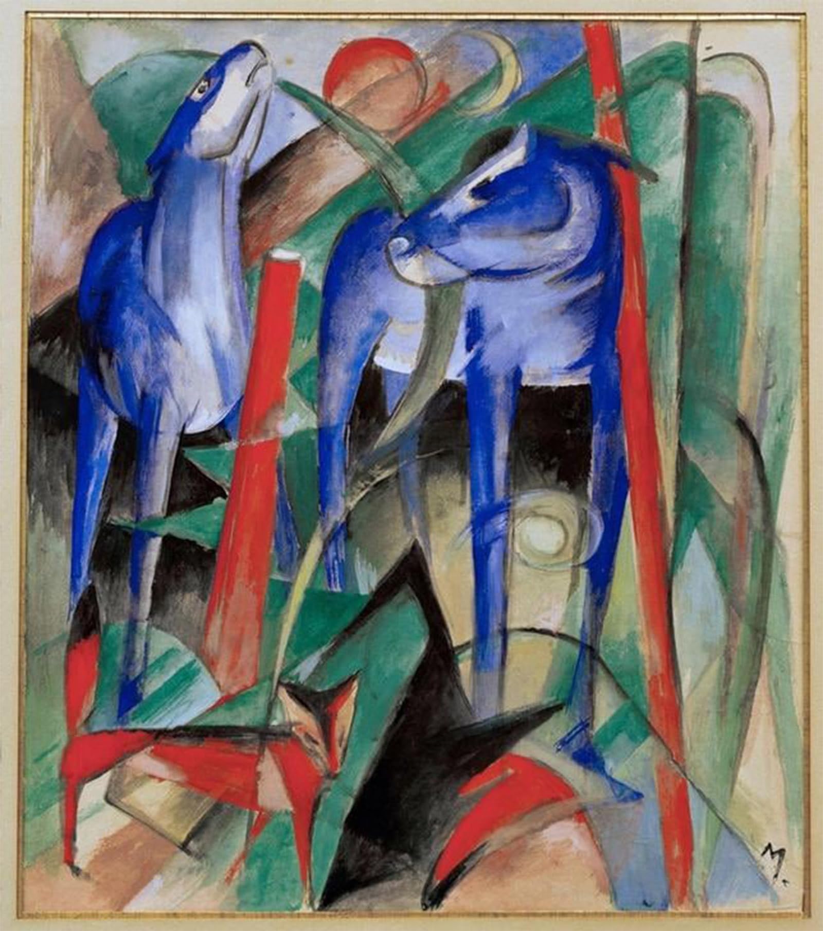 Serendipitp No Frame Abstract Painting Mural Print Picture Wall Decor Painting Horse And Donkey By Marc Vintage Wall Artwork For Home Decor 60X90cm