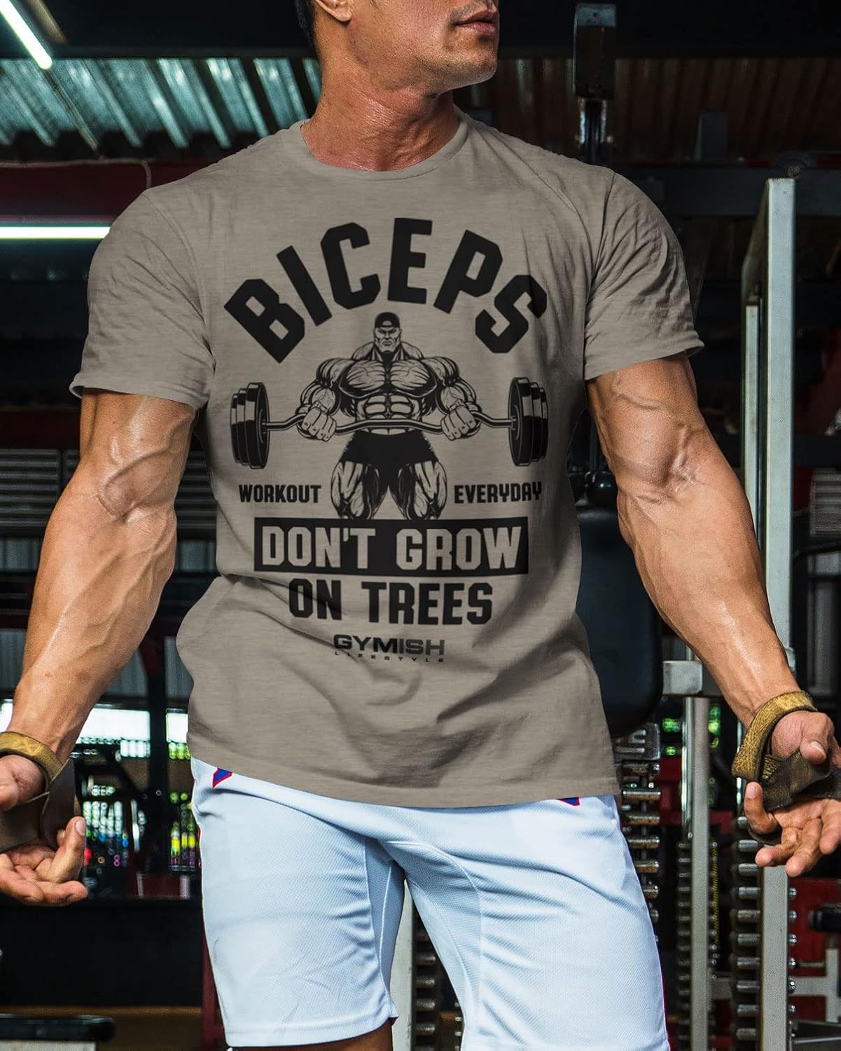 Biceps Dont Grow On Trees Workout Motivational Gym T-Shirts for Men