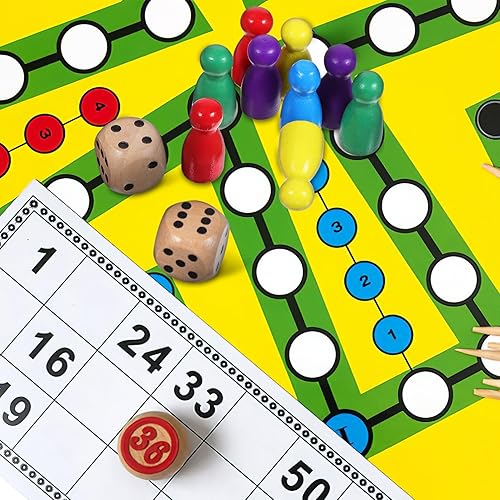 Miniatura 6 de 52 piezas de ajedrez de madera para juegos de mesa, peones de forma humana con 2 dados, colores surtidos, 0.98 x 0.39 pulgadas