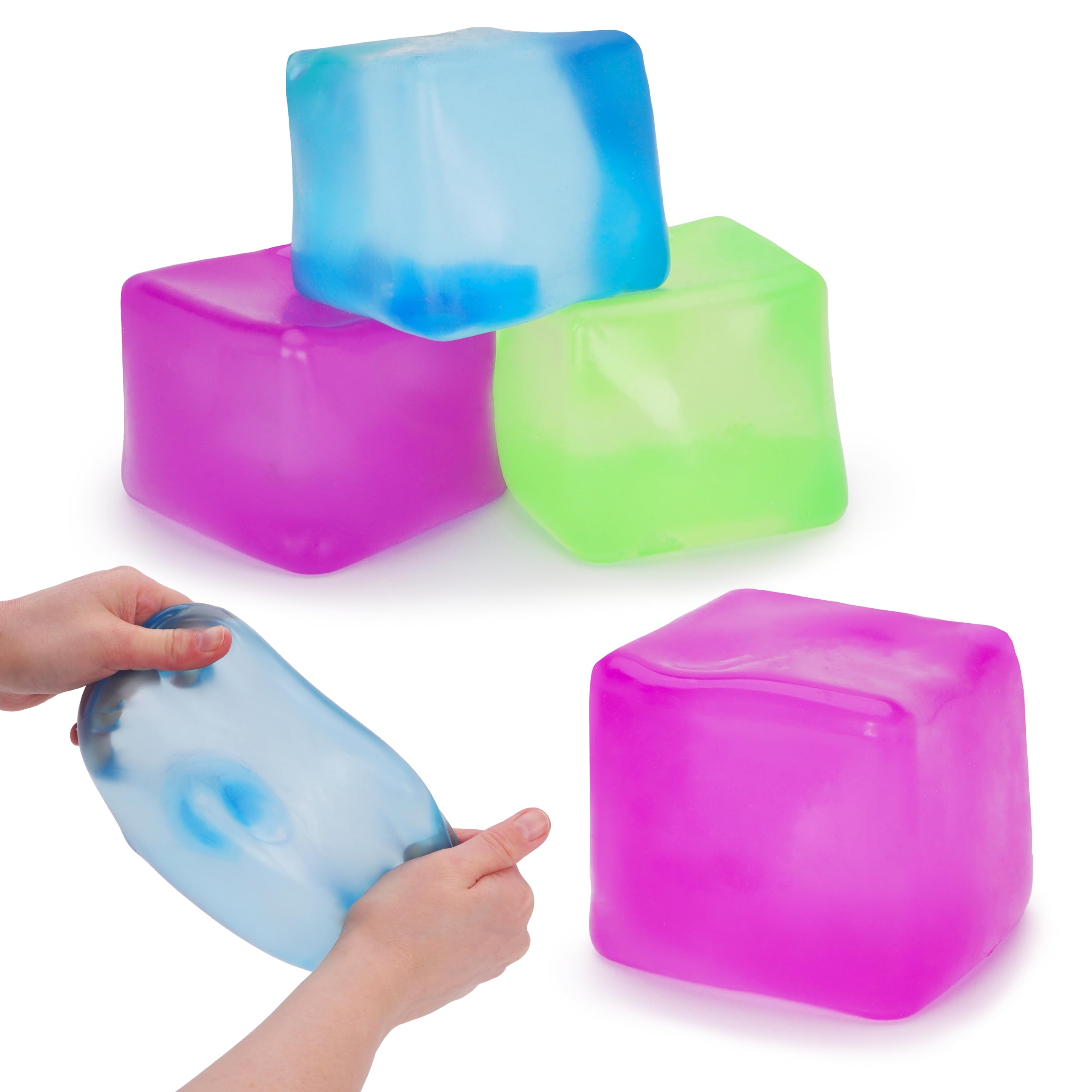 Toyland® 8cm (3“) Giant Squishy Mega Cube Slow Rise Squeeze Toy - 3 Assorted Colours - 1 Chosen At Random - Squeezy Stress Ball & Sensory Fidget Toys for Kids & Adults - Ages 3+
