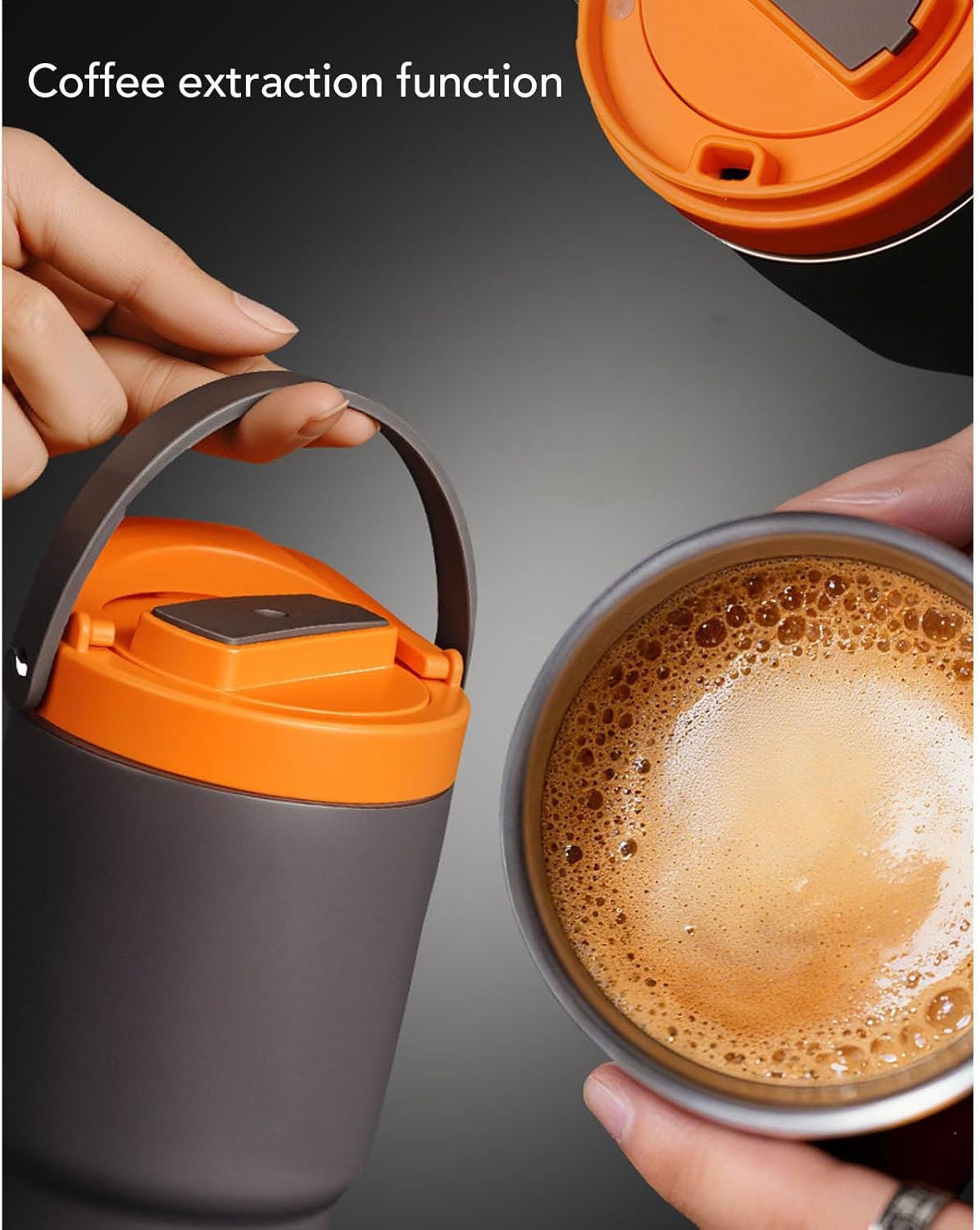 Electric French Press Coffee Maker, 600ml Large Capacity Travel Coffee Press with USB Rechargeable, Insulated 304 Stainless Steel Extraction Mug for Camping and Outdoor