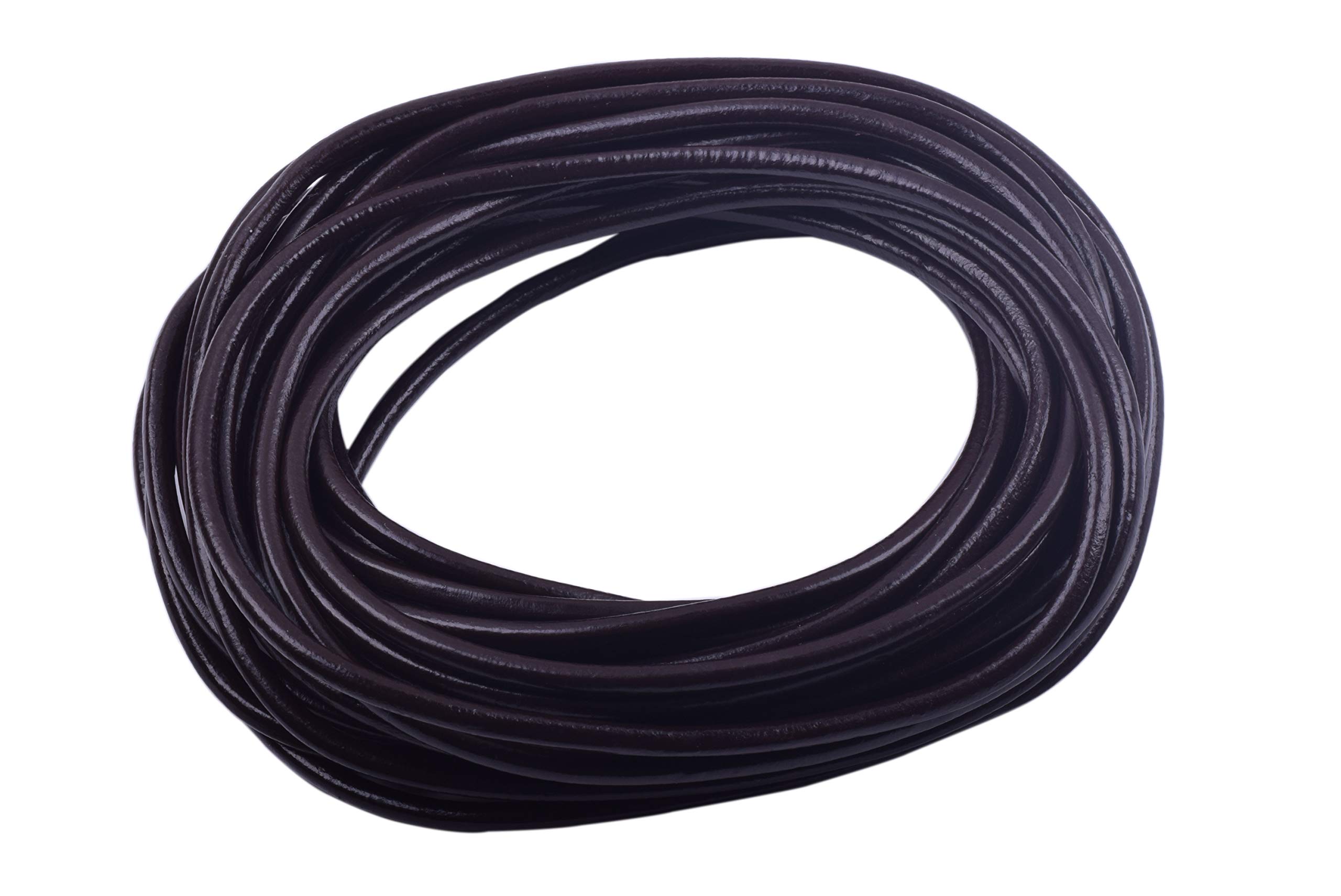 Konmay Brown 9.1 Meters 3.0Mm Round Real Leather Cord For Jewellery Making And Crafting