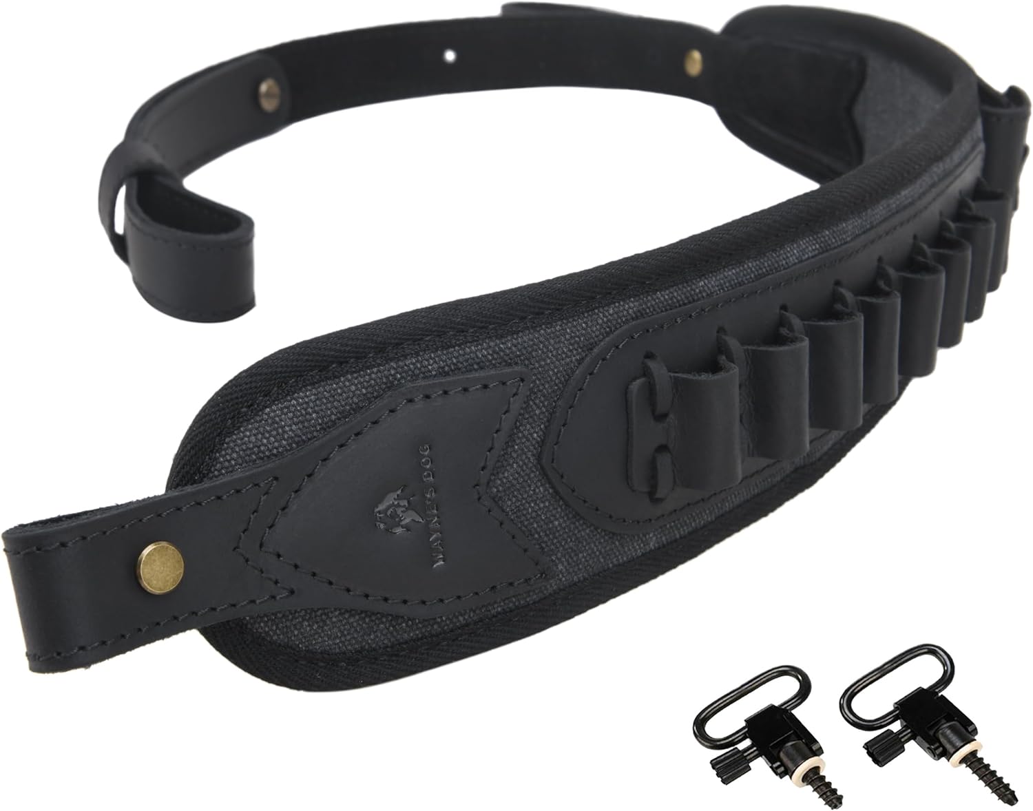 WAYNE'S DOG Canvas Leather Rifle Shell Holder Sling for 30-30 for .30-06 .30-30 .45-70 .308cal 12GA