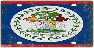 Flag of Belize Front License Plate Cover Belize Aluminum Tag City Souvenir Gift Novelty Aluminum Automotive License Plate 6x12inch Car Vehicle Auto Gift to Men Friend