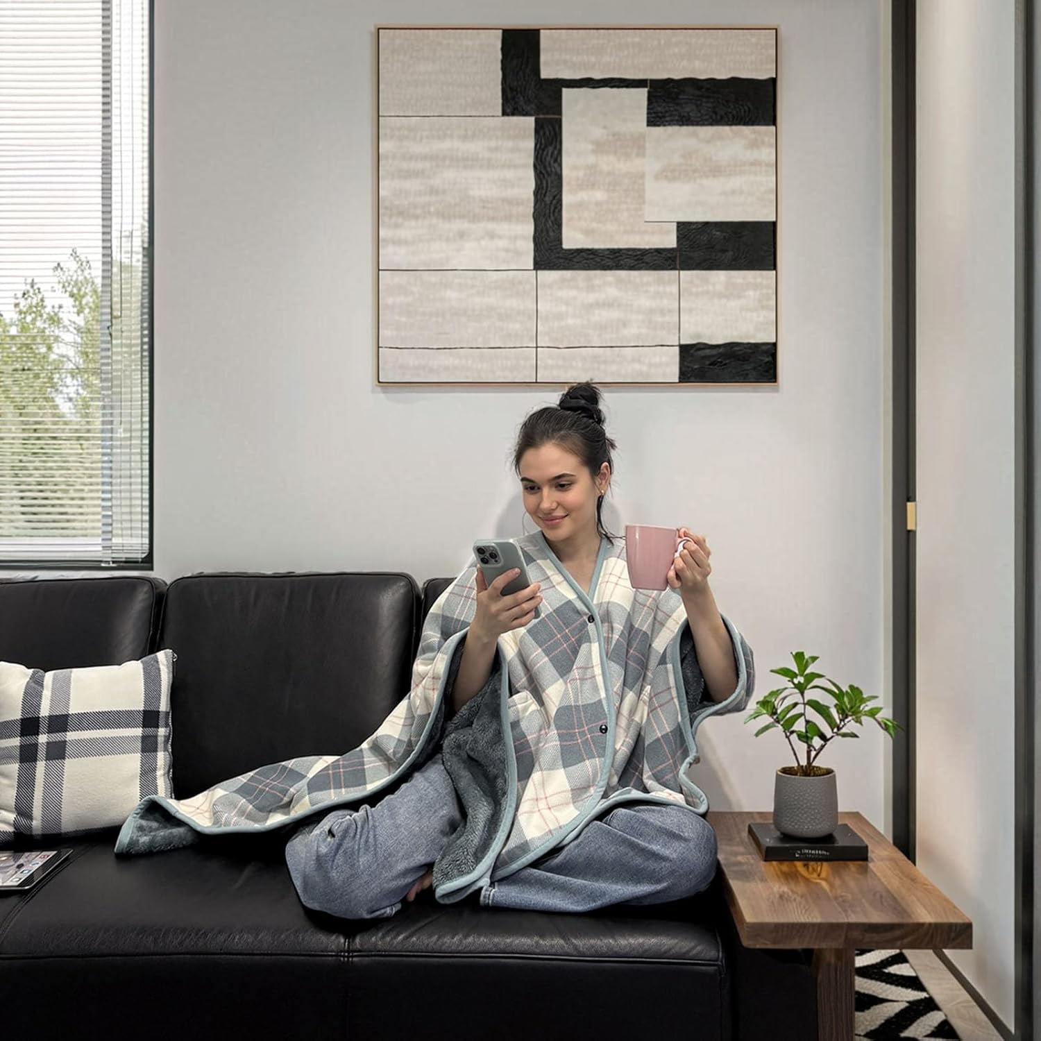 forestfish Wearable Blanket Poncho With Pockets And Buttons, Flannel Shawl Wrap Blanket For Women Soft And Warm - Image 6