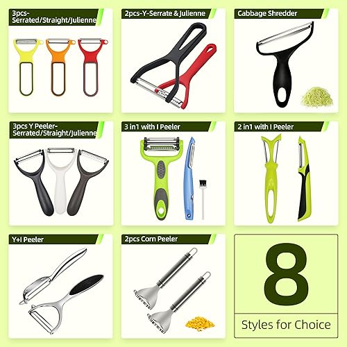 Miniatura 6 de M Jingmei Pelador de verduras, pelador de juliana, peladores de tomate de frutas suaves para cocina, pelador dentado en Y con cuchillas giratorias