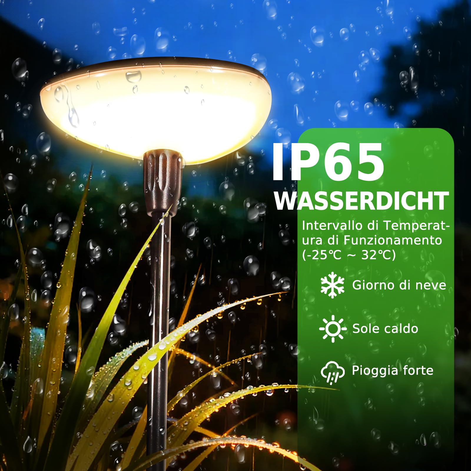 Luci Solari da Giardino Set 4 Pezzi, Lampade Solari da Esterno con Bianco Caldo e RGB, 1000mAh, 21 LEDs 55 lumen, Altezza Regolabile 77 cm, Impermeabile IP65 per Esterno Festa Terra Prato