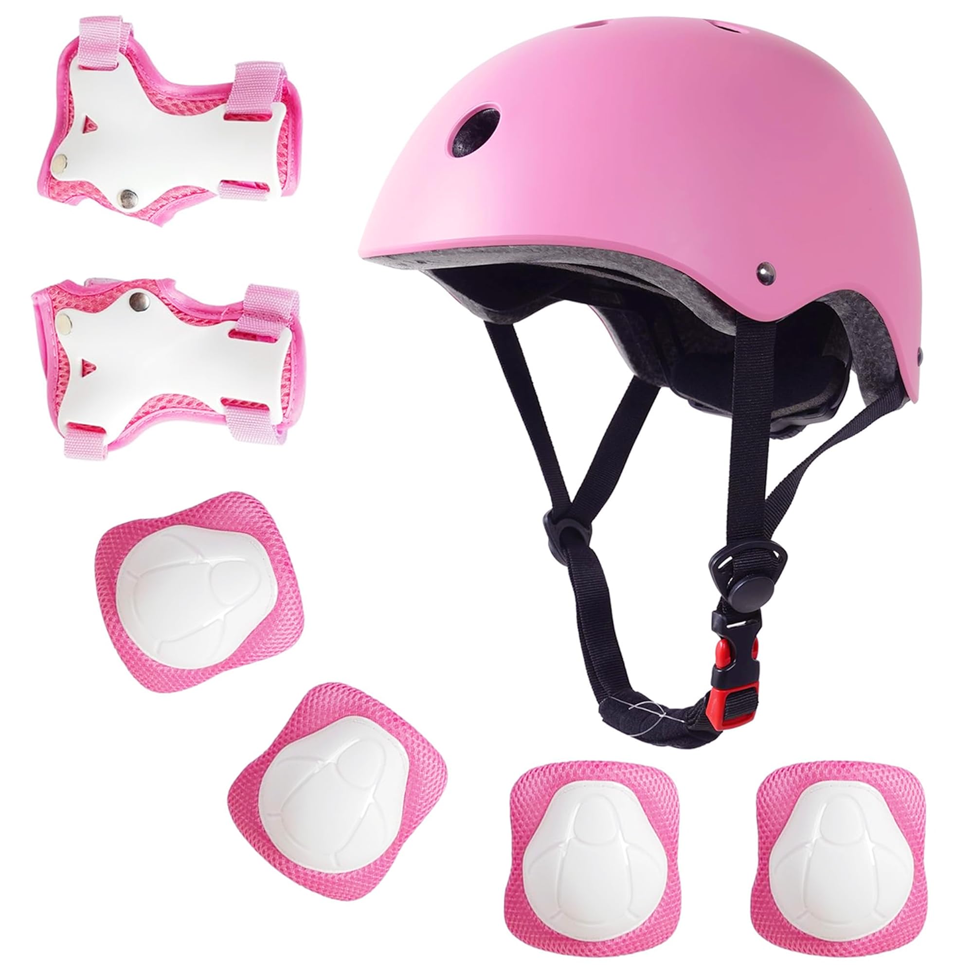 RoyalBaby Kids Helmet and Pads Set for Kids 3-5 Years, Adjustable Protective Gear with Elbow and Knee Pads for Multi-Sports, Three Colors Available