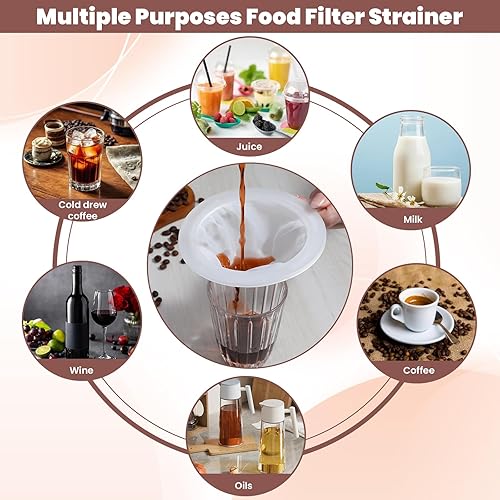 Miniatura 5 de Colador de malla fina de nailon 200, 3 coladores reutilizables, de malla fina, convenientes, colador de mallas sin mango para cocina, queso, leche,