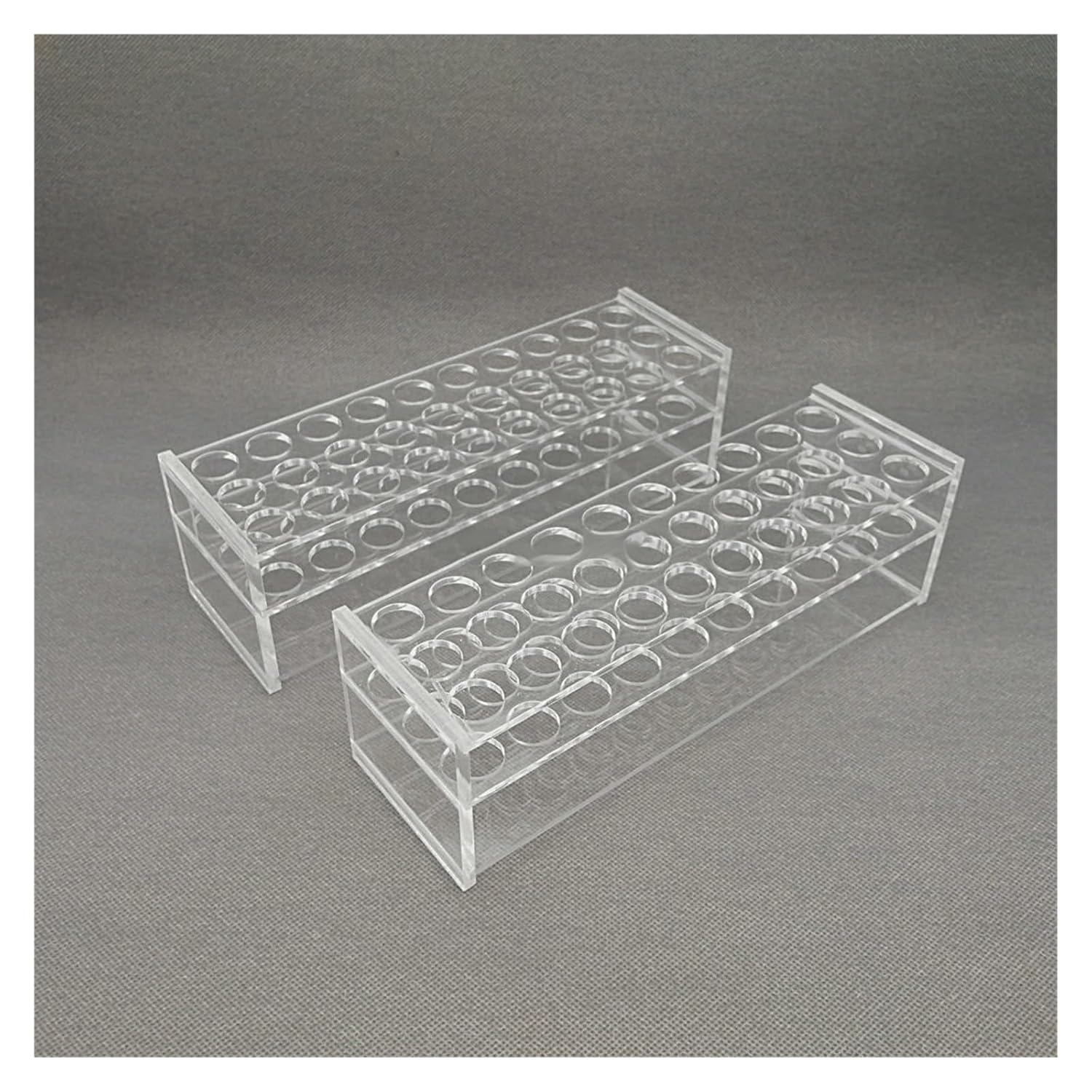 Run Ken 1pcs Clear Organic Glass Test Tube Rack Testing Tubes Holder Storage Stand Shelf Hole Dia 13/16/19/21/26/31mm for School Lab(21mm 40holes)