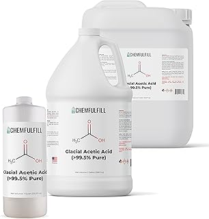 Chemfulfill Glacial Acetic Acid 99% Pure â€“ High Purity Ethanoic Acid for Industrial & Laboratory Use, Bulk 5-Gallon (640 fl oz) Size, Made in USA