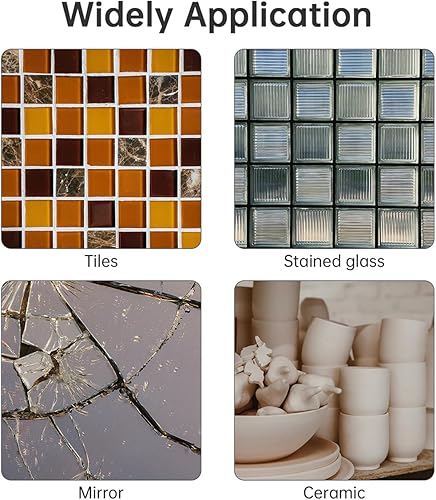 Miniatura 5 de Juego de 2 pinzas de azulejos de vidrio, pinzas de cerámica y cortador de mosaico de vidrio con ruedas, alicates cortadores de azulejos, mango de