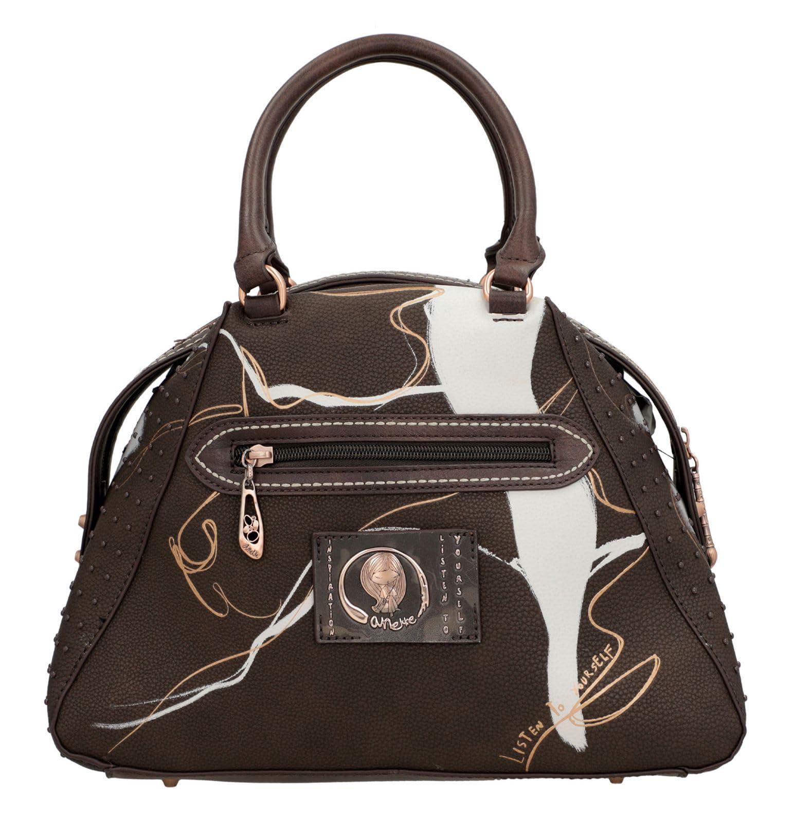 Anekke - Bolso para Mujer - Bolso de Polipiel con 2 Asas, Bandolera y Cierre de Cremallera - Color Marrón Shoen - Accesorios y Complementos de Mujer - Medidas 32x23x15 cm