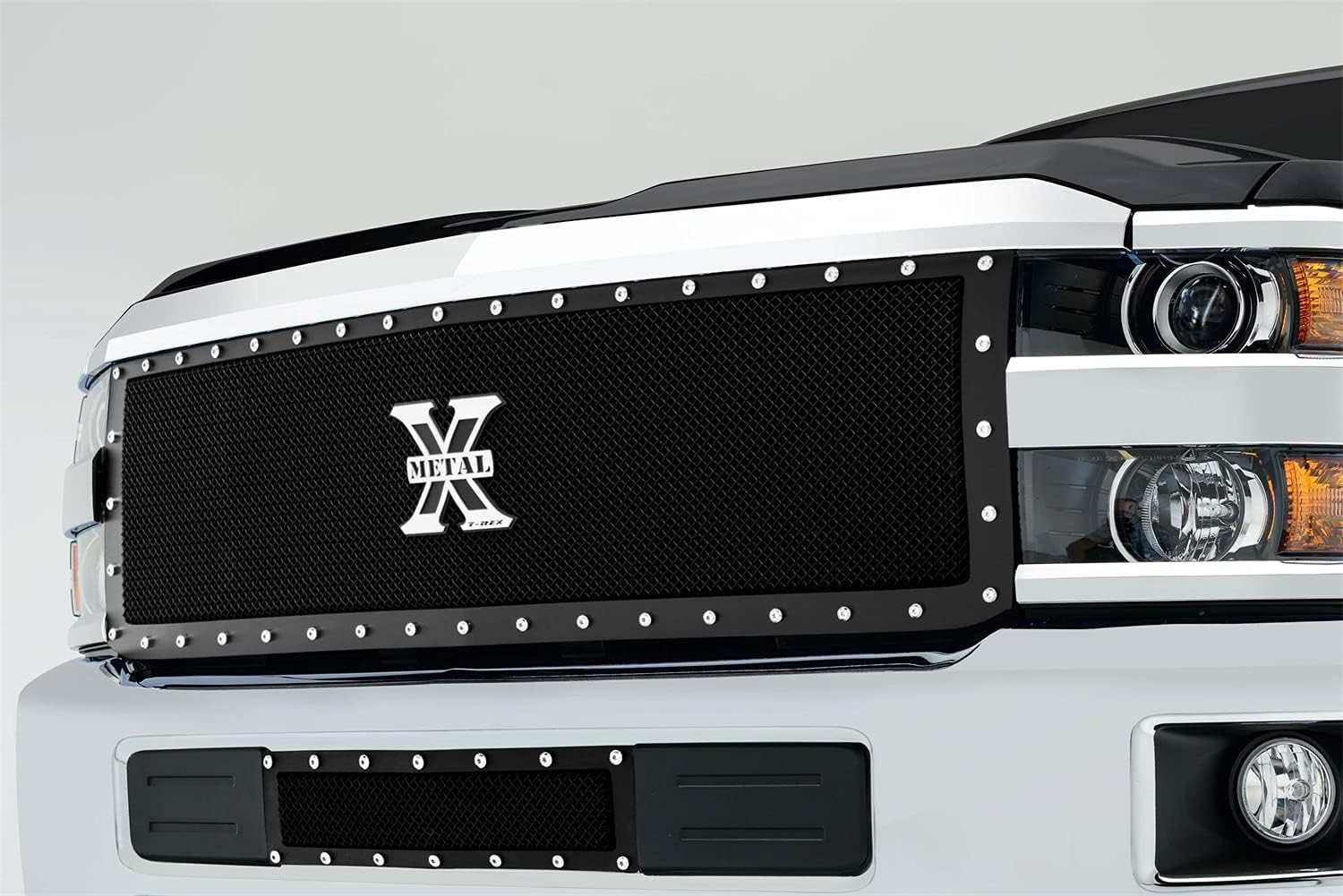 T-Rex Grilles 2015-2019 Silverado HD X-Metal Grille, Black, 1 Pc, Replacement, Chrome Studs - PN #6711231