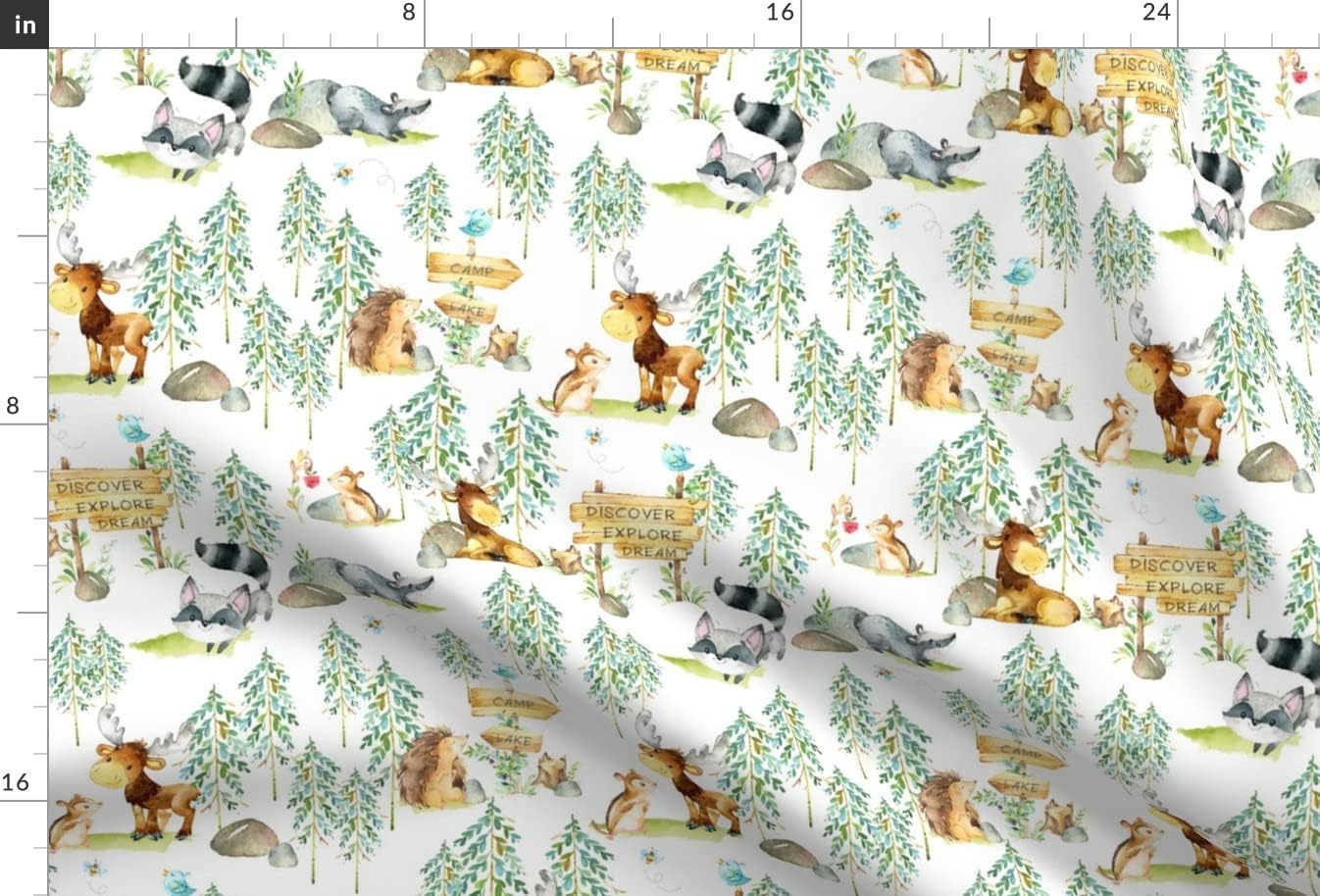 Spoonflower Fabric - Woodland Animals Nursery Baby Boy Forest Printed on Minky Fabric by The Yard - Sewing Baby Blankets Quilt Backing Plush