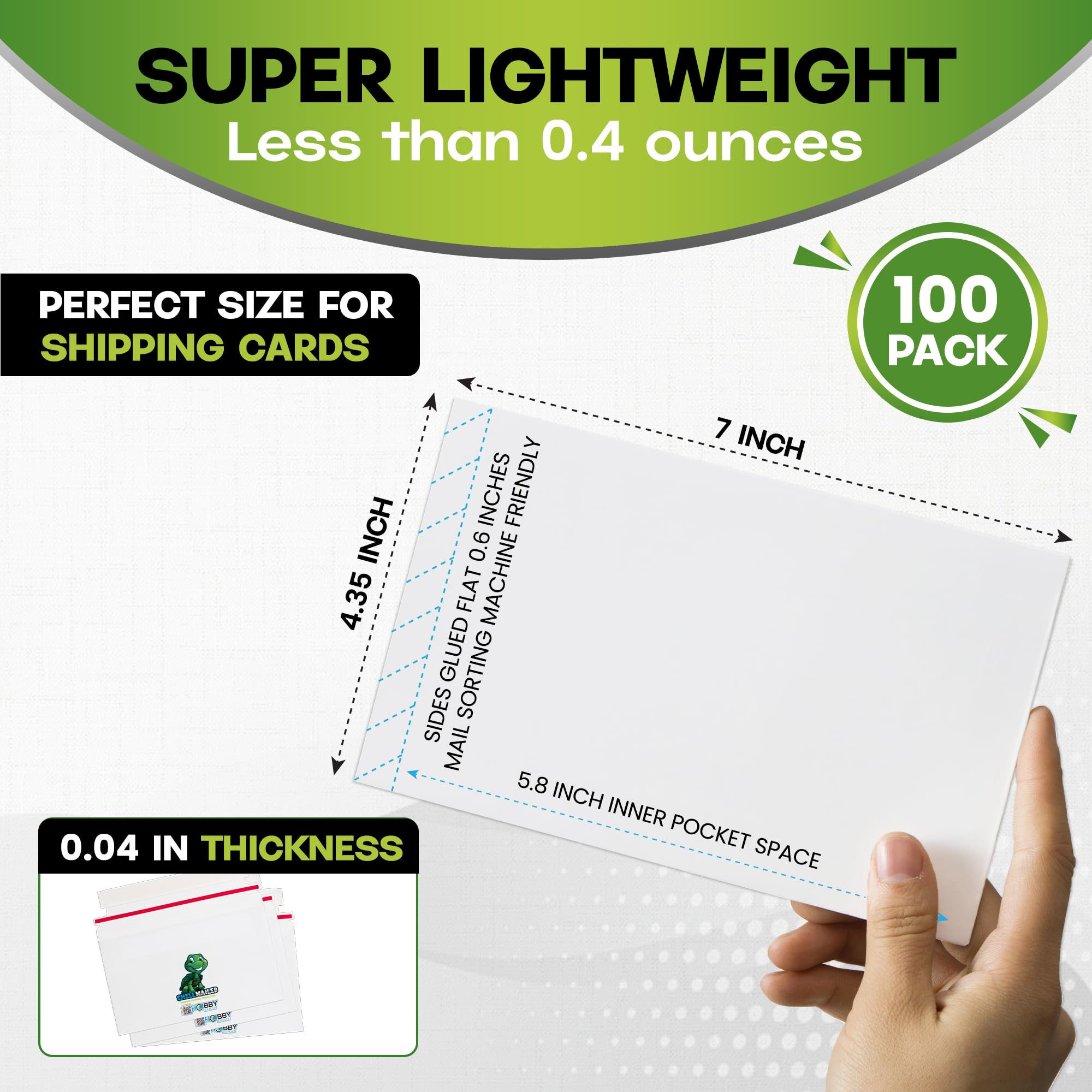 100 Pack Shell Mailer Trading Card Envelopes by Hobby Armor 7 x 4 35 Trading Card Mailers for — view 2