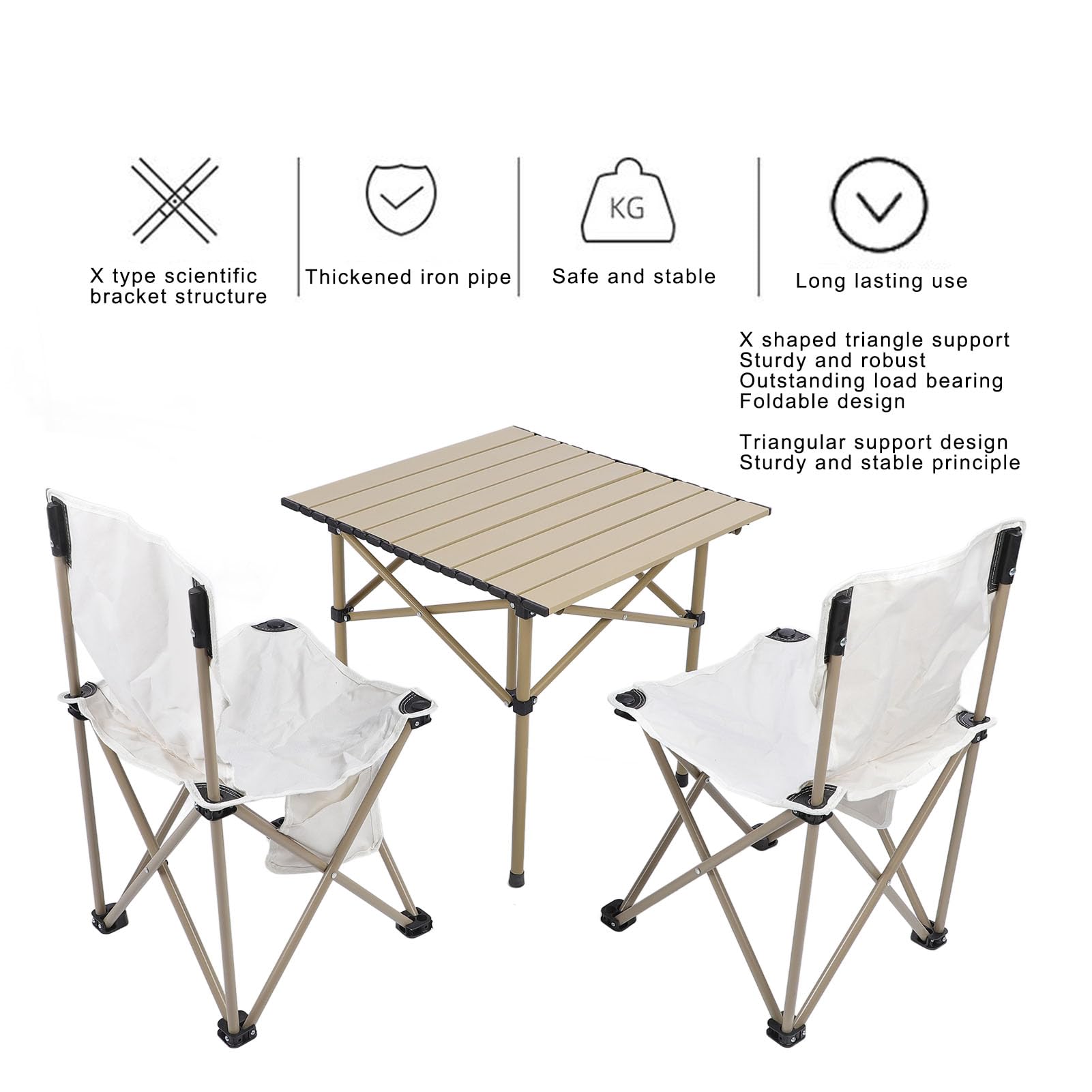 Leichtes, tragbares Outdoor-Klapptisch und Stühle-Set, Aluminiumlegierung, Campingausrüstung für Picknick, Heckklappe, Roadtrips – kompakt und Design, einfach zu tragen