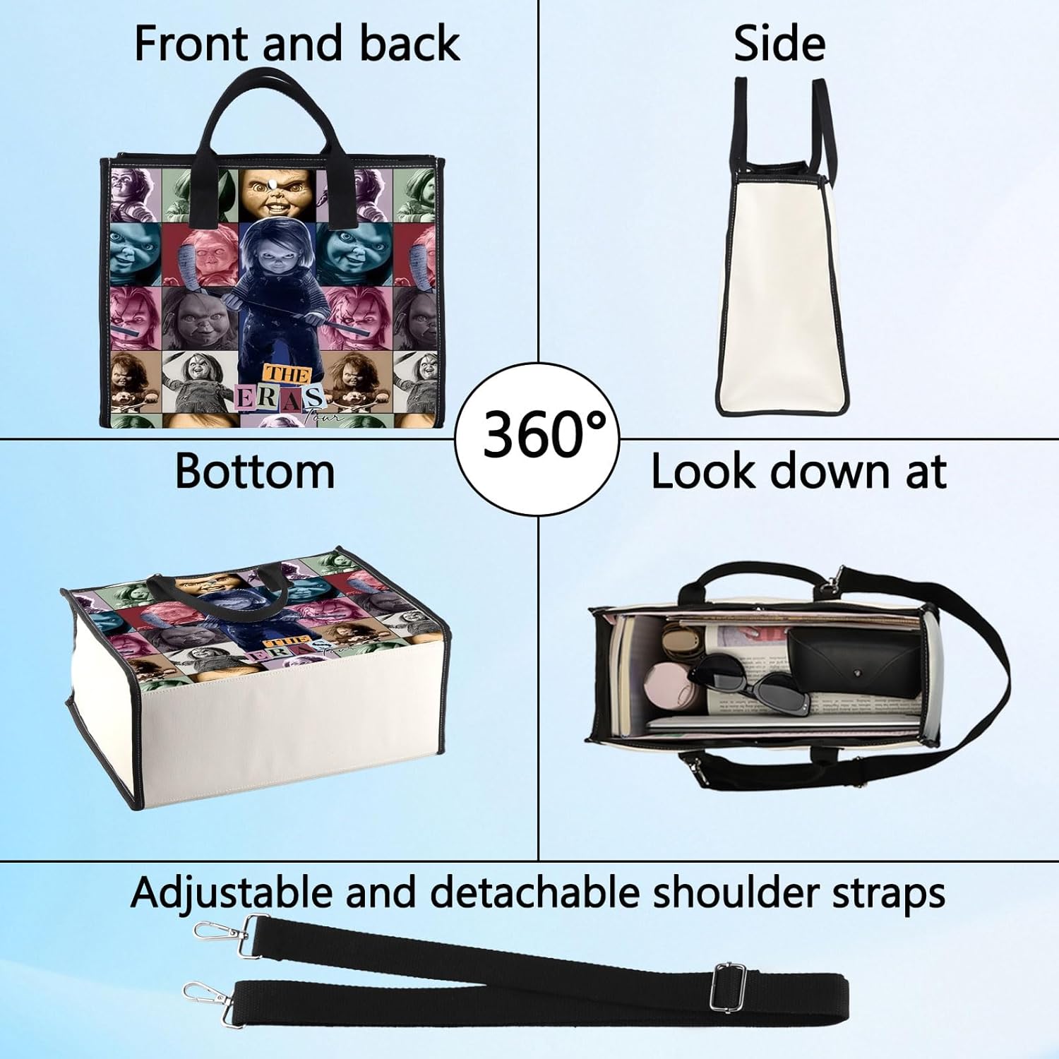 LEVLO Horror Movie Tote Bag Horror Movie Andy Gift Horror Bride Shoulder Bag Andy & Mike Movie Merchandise - Image 5