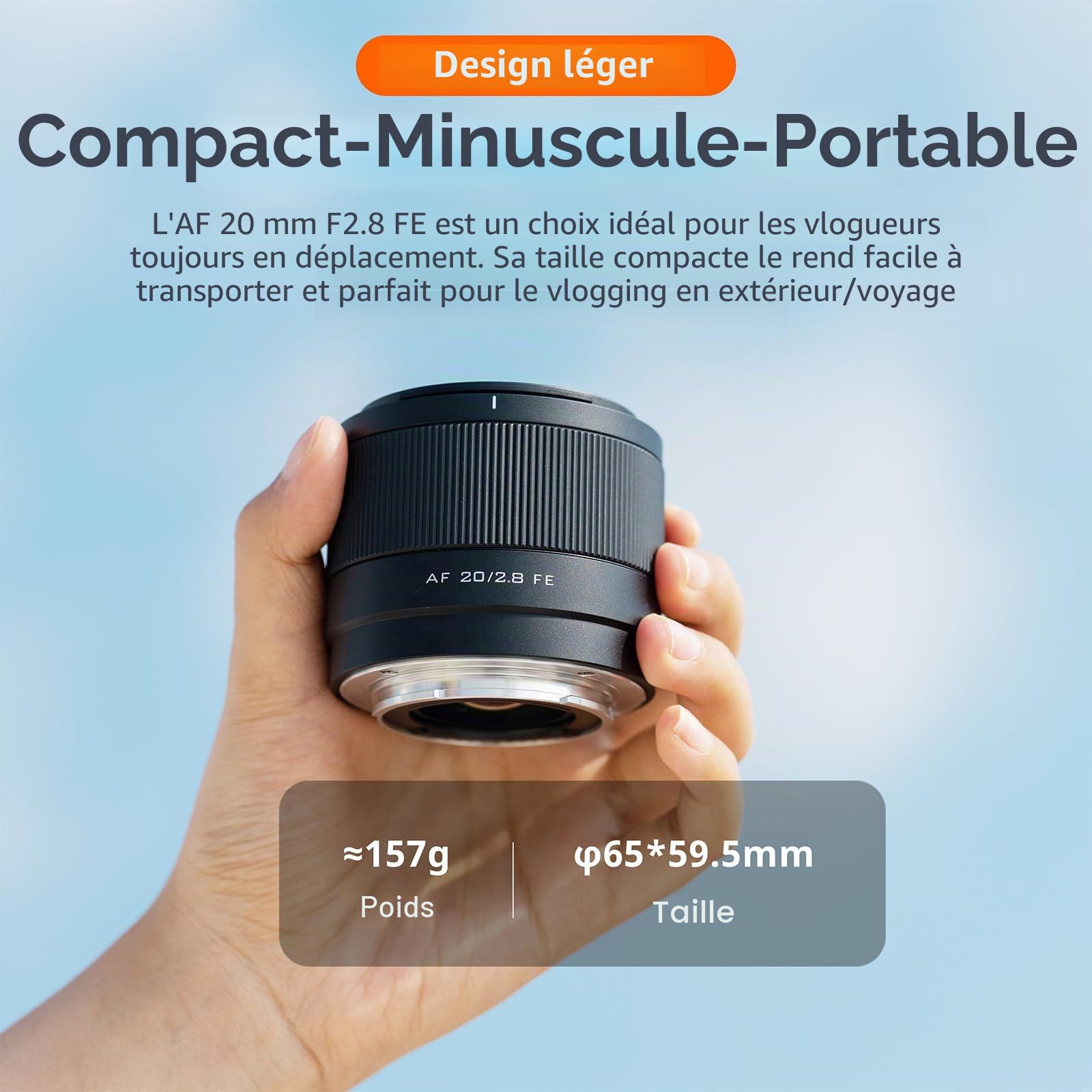 VILTROX 20mm F2.8 FE pour Sony Monture E,AF 20mm f/2.8 E-Mount Objectif