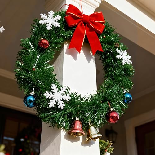 Miniatura 4 de Guirnalda de Navidad verde de 50 pies, tallos de oropel vegetal, no iluminados, decoración suave para árbol escaleras, barandilla, puerta delantera,