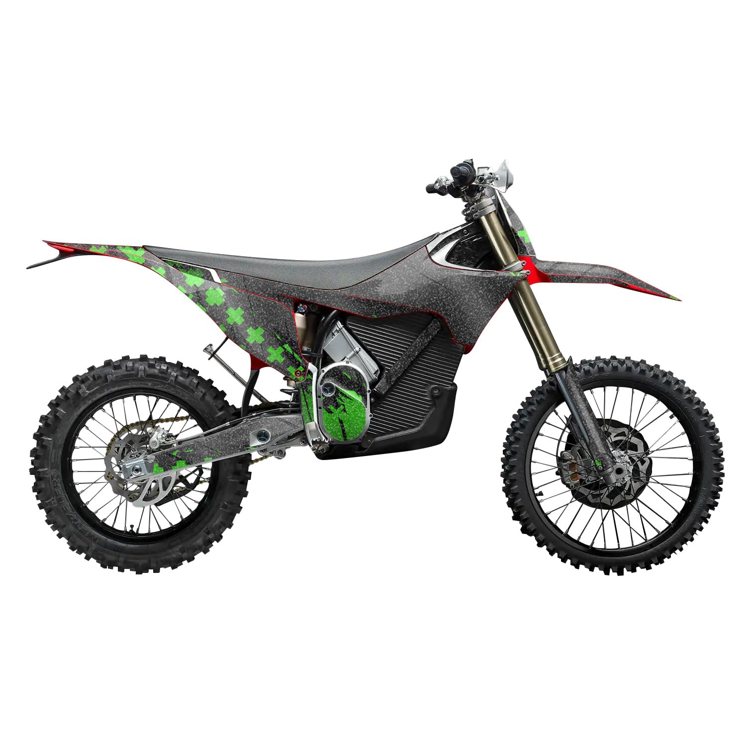 Glossy Glitter Stark Varg MX 2023-2025 Graphics Kit Wrap - Grunge Cross Green - Varg MX Skin - Premium 3M Vinyl Protective Wrap Decal Cover - Easy to Apply | Crafted in The USA by MightySkins
