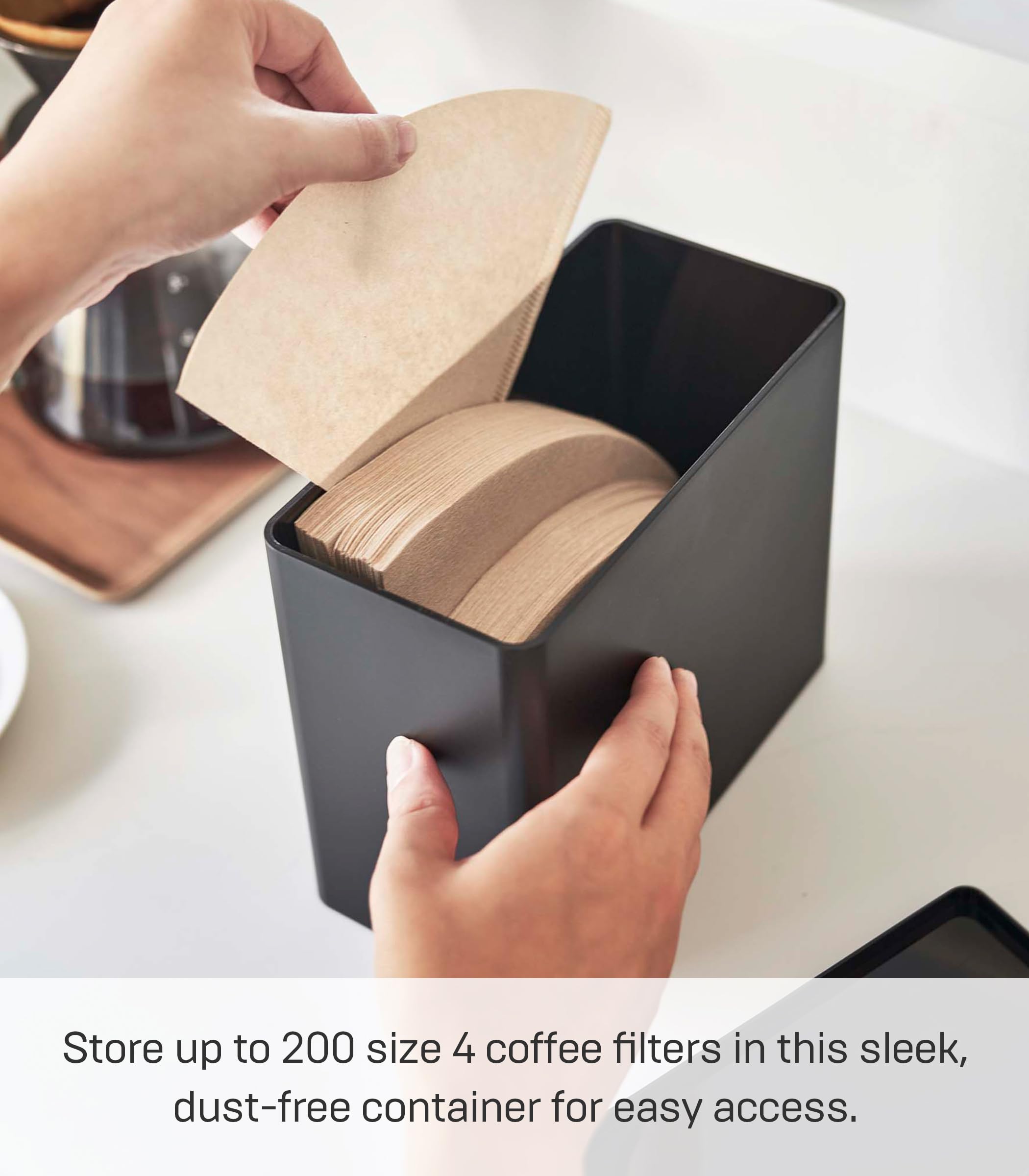 Yamazaki 6906 TOWER Coffee Filter Case, black, Polypropylene, Minimalist, 18.4 x 9.2 x 15.4 cm - Image 2