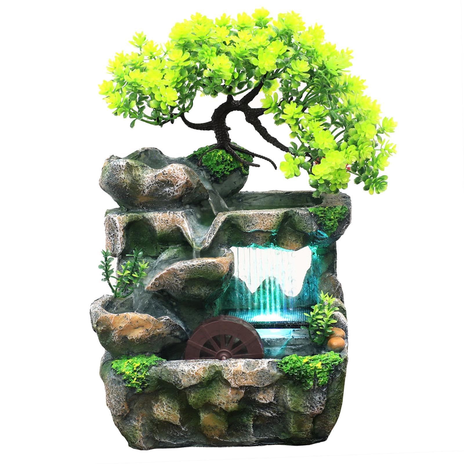 Fontaine d'eau automatique avec lumière pour apaiser l'atmosphère du salon