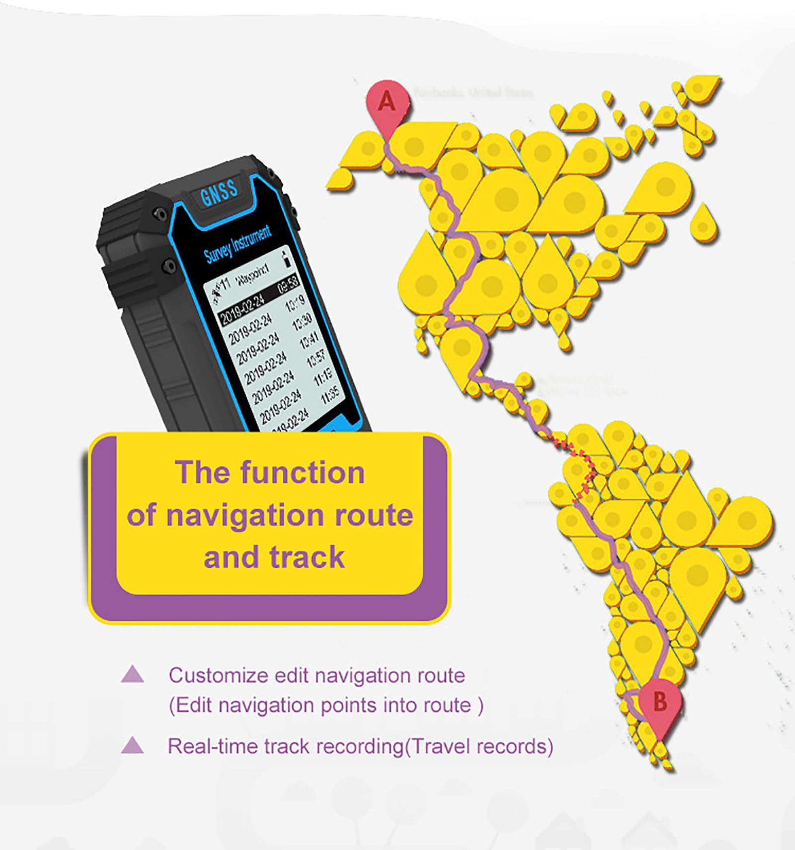 McbeAn Medidor Terrestre GPS, Equipo Topográfico GPS con Pantalla LCD De 2,4 Pulgadas, Barómetro Incorporado, Medición Precisa, Navegación Recargable En Tiempo Real De Alta Precisión, para Bosques
