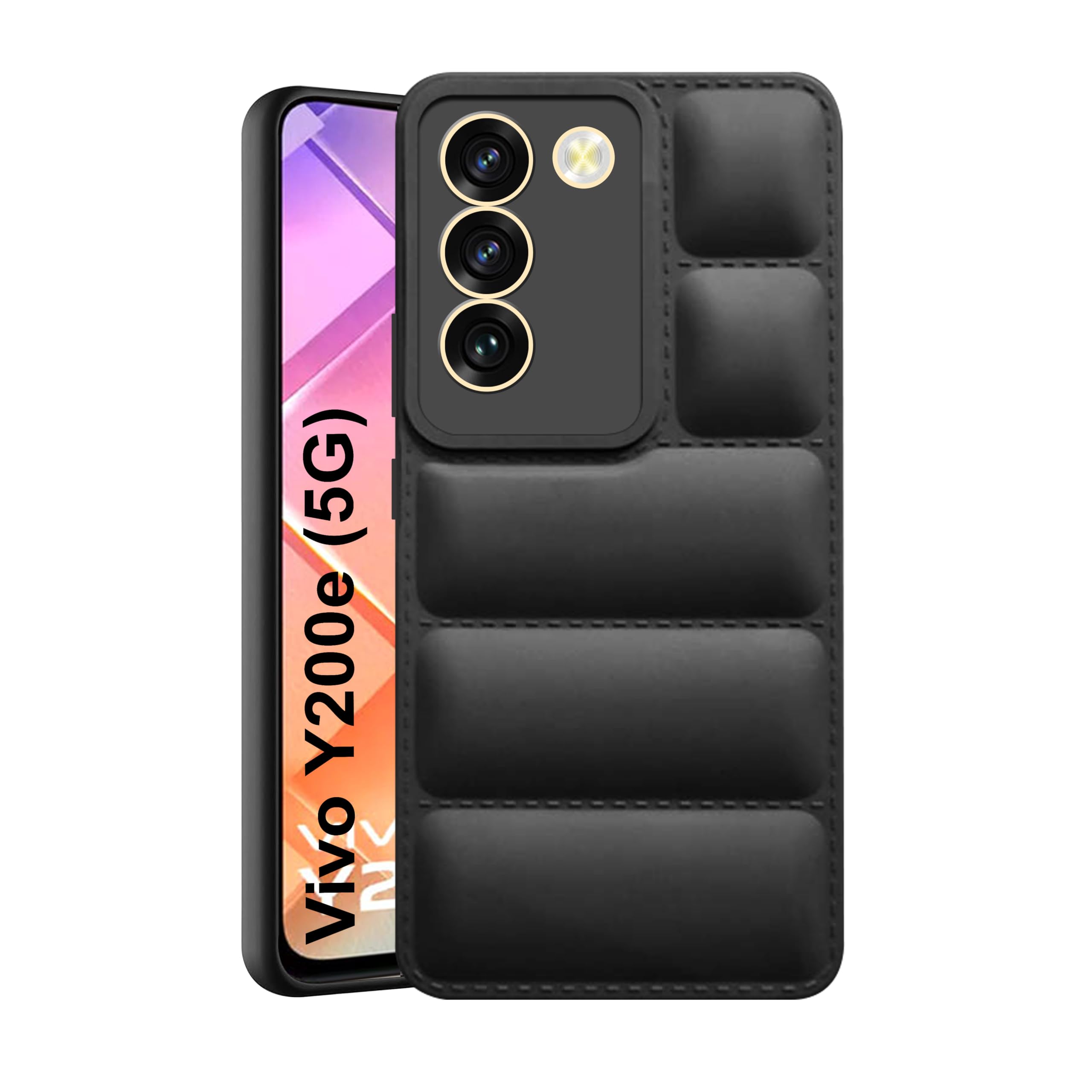 CEDO Vivo Y200e (5G) / Vivo T3 (5G) Back Cover | Camera Bump & 360° Flexible Puff Armor Protection | Matte Soft Silicon Shock Proof Rubberised Back Case Cover (Black) (B0D2942VSC) Amazon Price History, Amazon Price Tracker