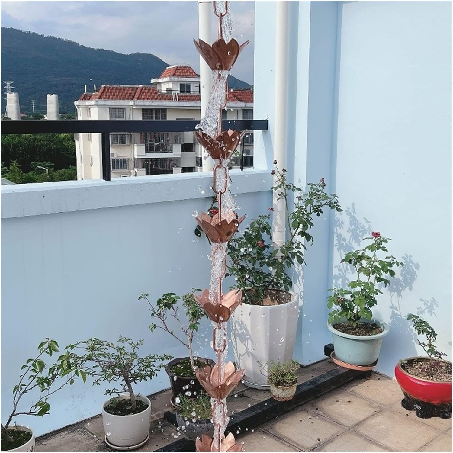 Rain Chains Rain Gutter Chain Pouring Cup, Adjustable Length rain Chain Waterfall, rainwater Collector rain Chain downspout