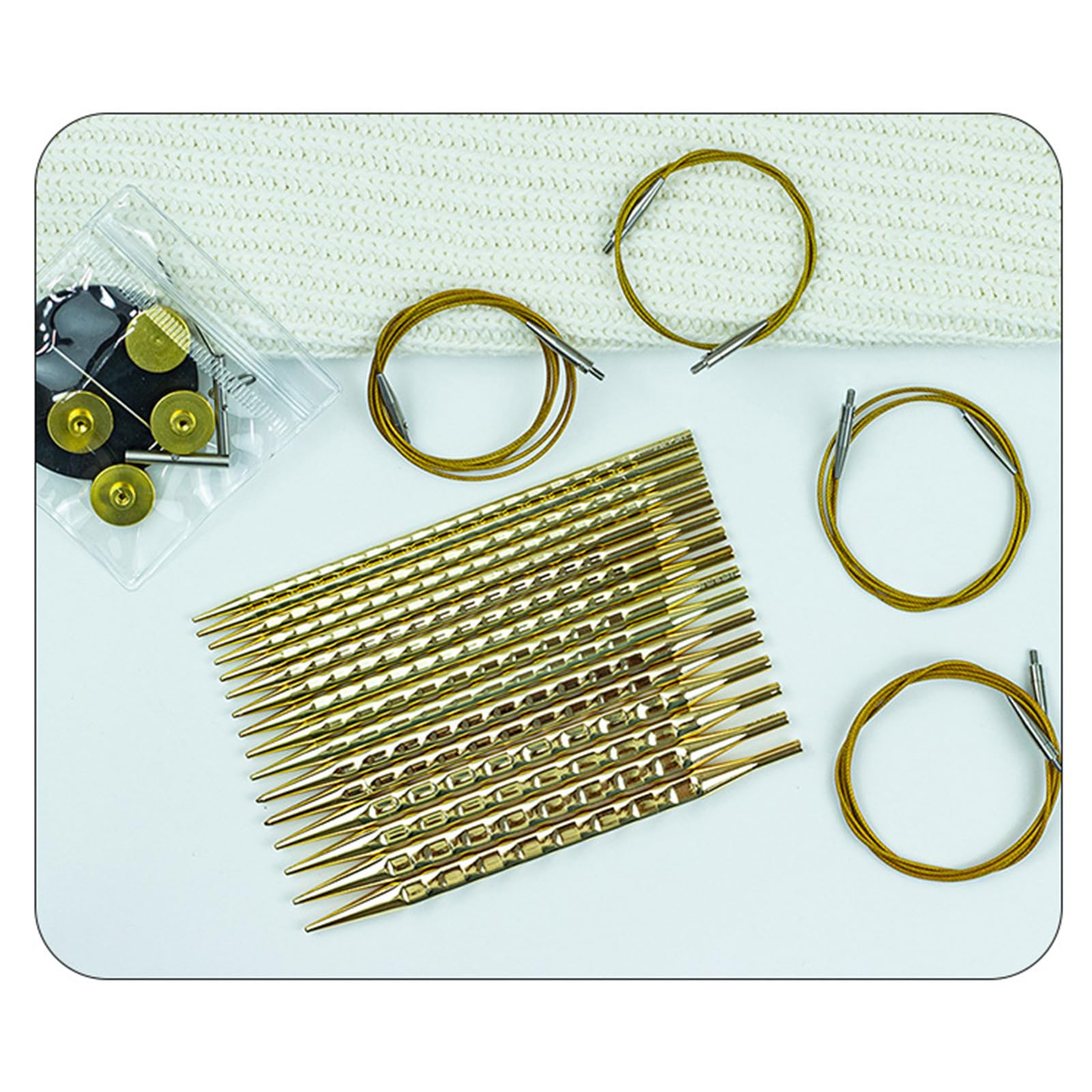 8 Pares de Agujas de Tejer de Acero Inoxidable de 3, 5 mm a 8, 0 mm, Agujas de Tejer Circulares Intercambiables con Bolsa para Crochet, Equipo de Costura Artesanal