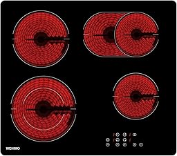 WEHIMO Piano Cottura Elettrico 4 Fuochi, 7200W, Piano Vetroceramica, Drehknopfsteuerung, 9 Livelli di Riscaldamento, Timer, Blocco di Sicurezza per Bambini, Adatto a Tutte le Pentole