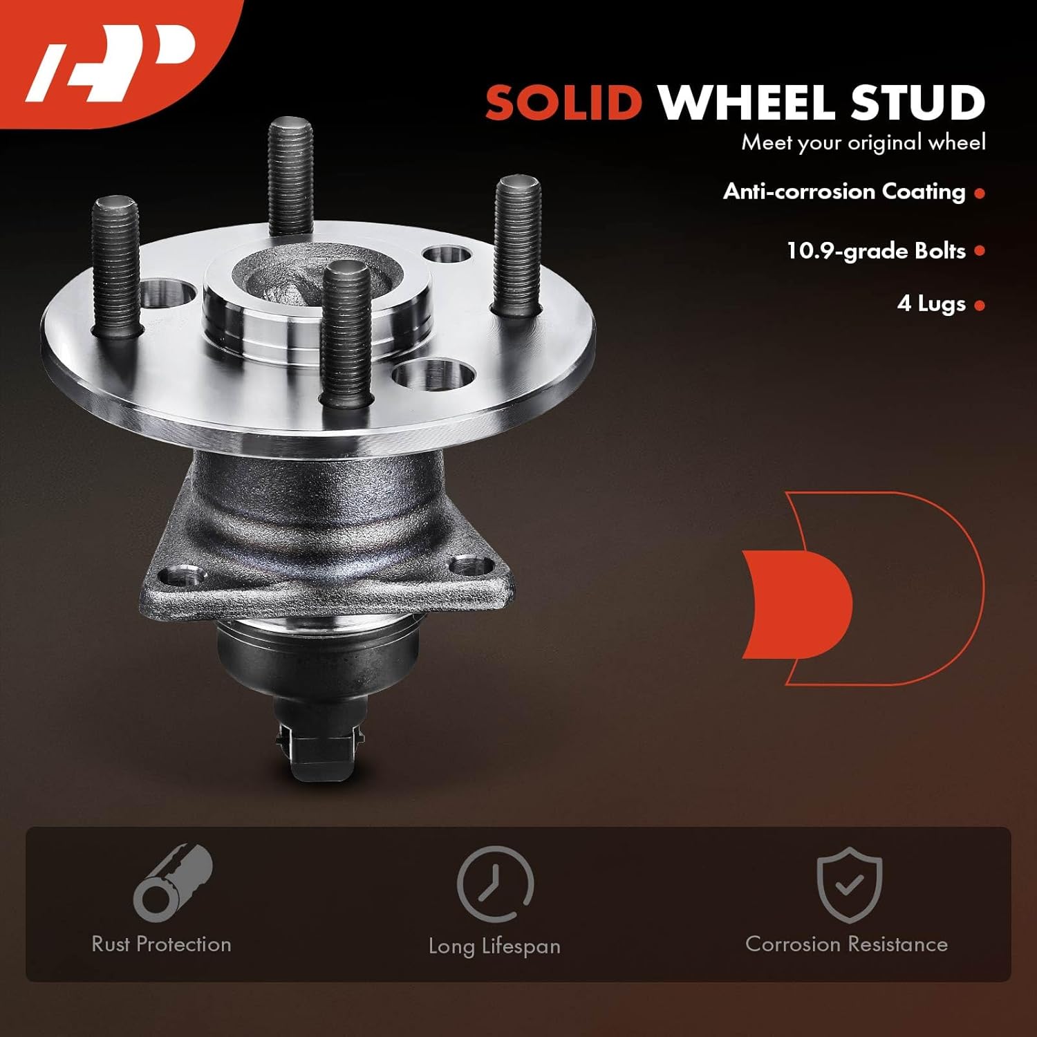 A-Premium Rear Wheel Bearing and Hub Assembly with ABS & 4-Lug Compatible with Saturn SC 1991-1992, SC1/SC2 1993-2002, SL/SL1/SL2 1991-2002, SW1, SW2, 4-Wheel ABS, FWD Only