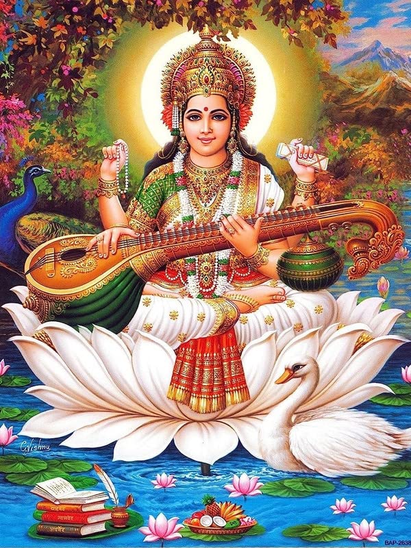 TULIP N TURTLE Ma Saraswati DIY Acrylic Paint by Number Kit for Adults Kids Beginner Number Painting kit Painting by Number Wall Decoration DIY Painting kit for Adults-picture-18