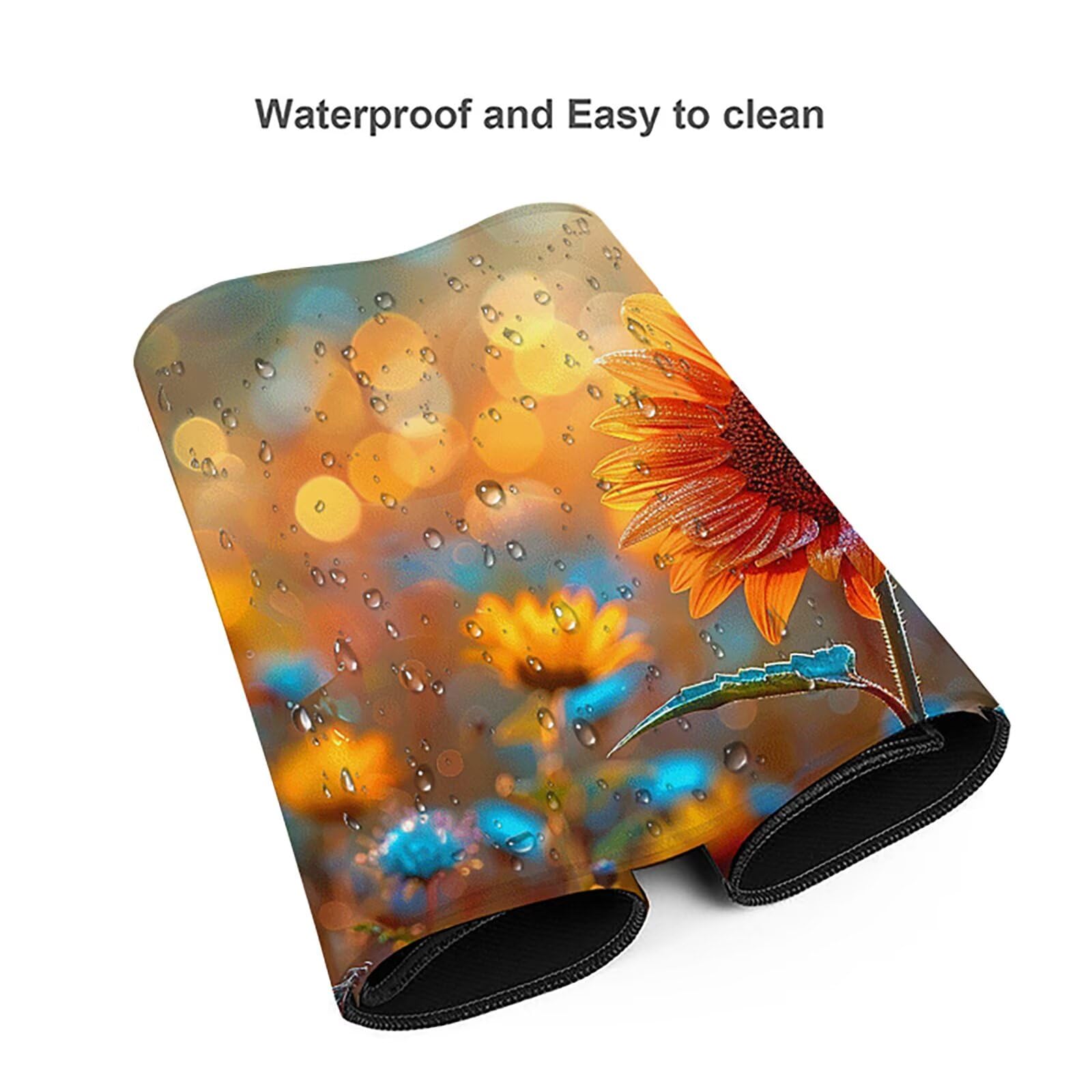 Girasol Alfombrilla Ratón Gaming XXL 1500x800mm, Alfombrilla Gaming Amarillo Mousepad con Base de Goma Antideslizante, Impermeable Desk Mat para Teclado y Raton, Accesorios Gaming, Regalos F-T