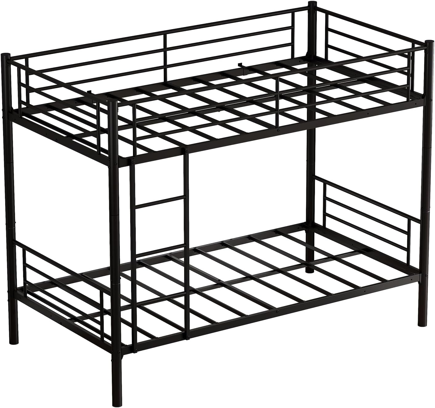 Bellemave Metal Twin Over Twin Size Bunk Bed Frame,Heavy Duty Bunk Beds Twin Over Twin with Guardrail & Ladders for Kids, Teens & Adults,Convertible Twin Size Bunk Beds,Black