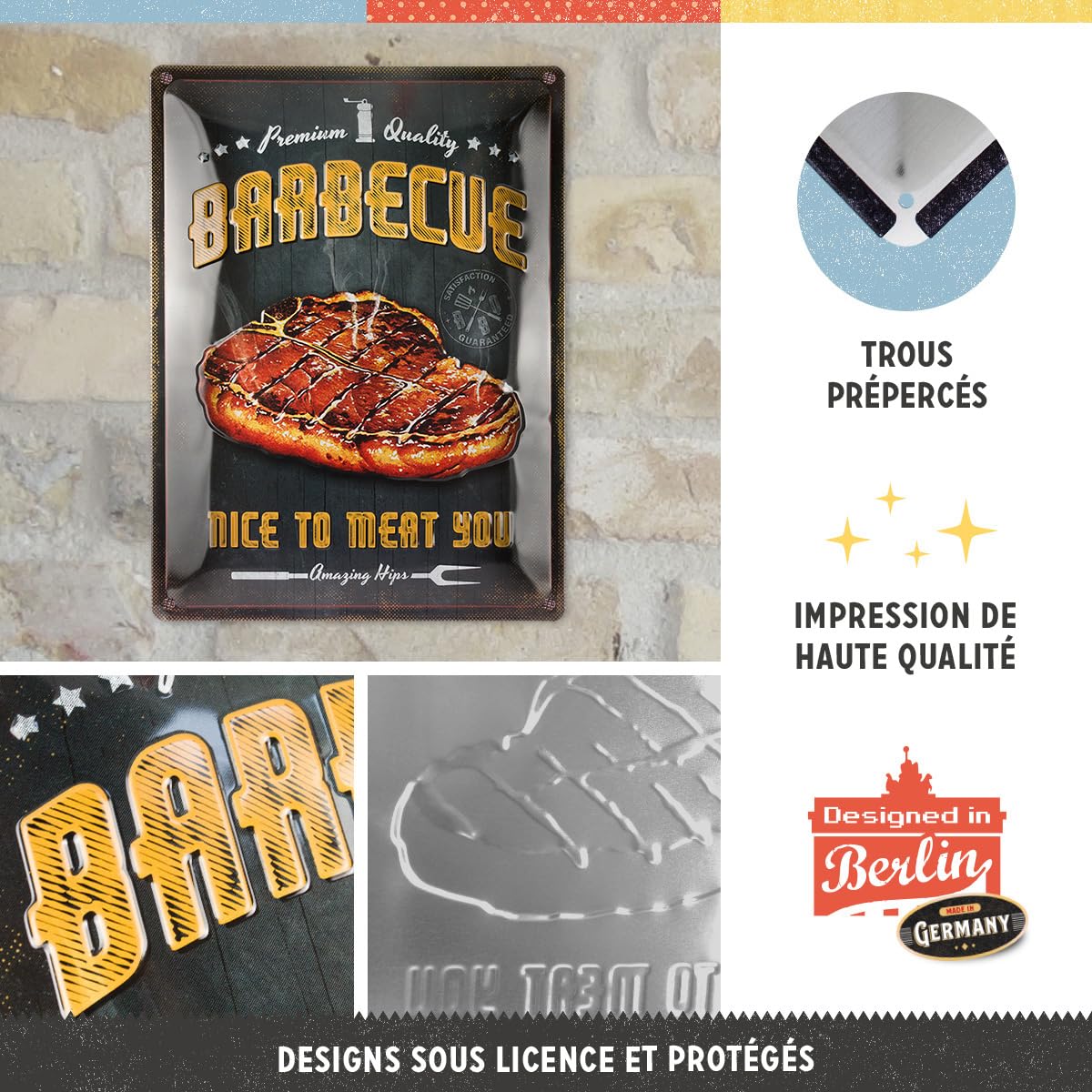 Nostalgic-Art Metal Retro Plate Barbecue Nice To Meat You - Gift Idea for Barbecue Fans Made of Metal Vintage Design 30 x 40 cm Nostalgic-Art Metal Retro Plate Barbecue Nice To Meat You - Gift Idea for Barbecue Fans Made of Metal Vintage Design 30 x 40 cm