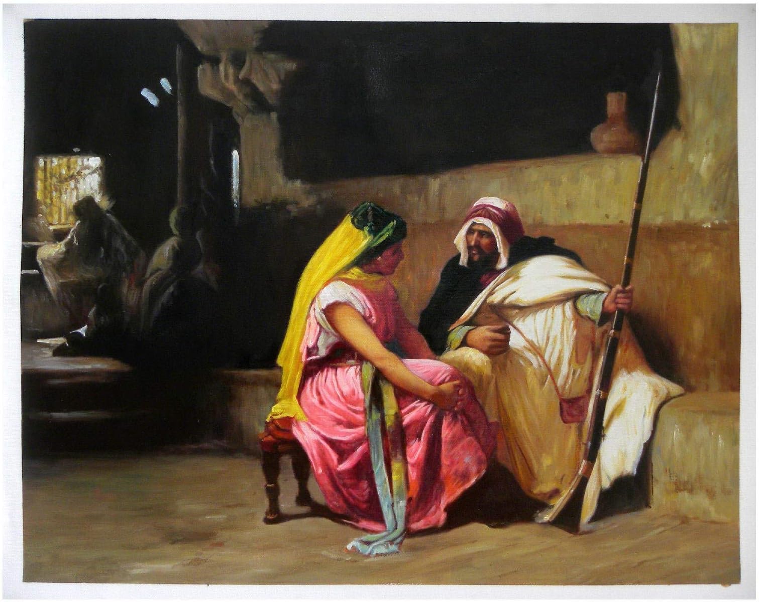 Tete a Tete (Face to Face) - Frederick Arthur Bridgman high quality hand-painted oil painting reproduction,conversation scene,salon wall art