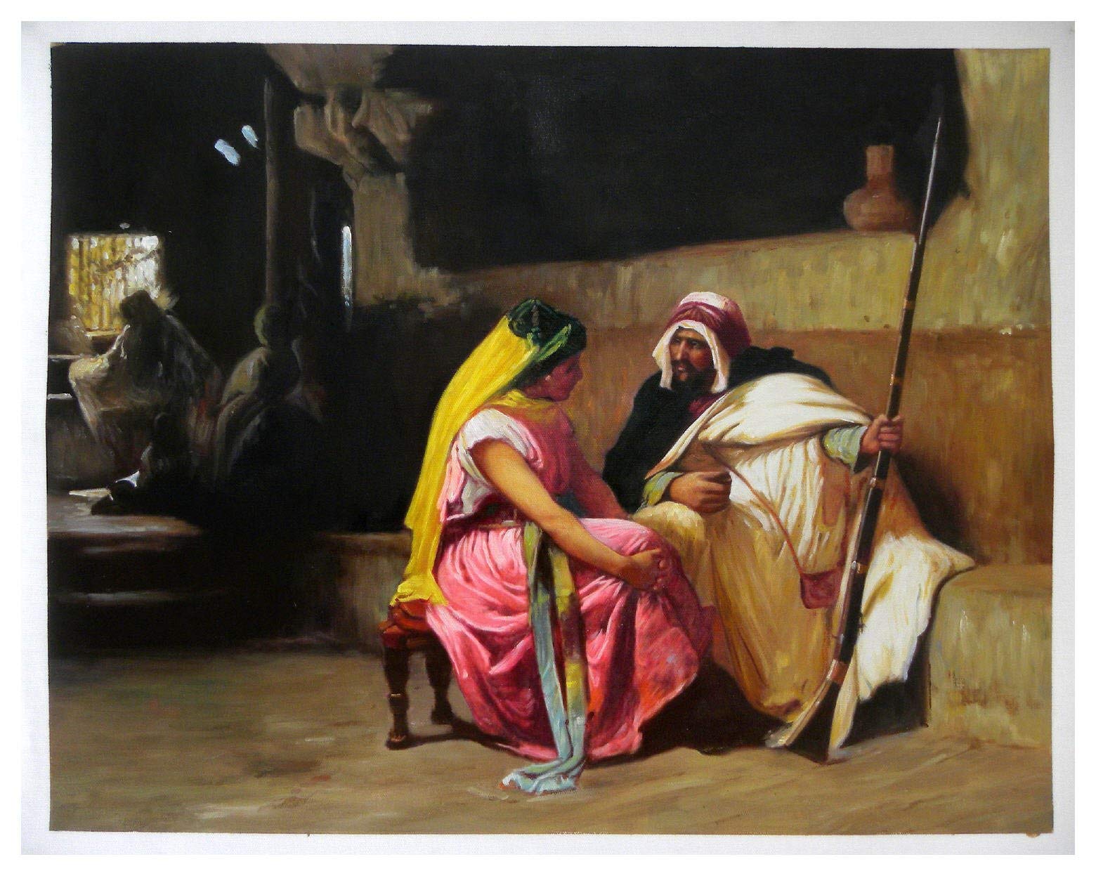 Tete a Tete (Face to Face) - Frederick Arthur Bridgman high quality hand-painted oil painting reproduction,conversation scene,salon wall art