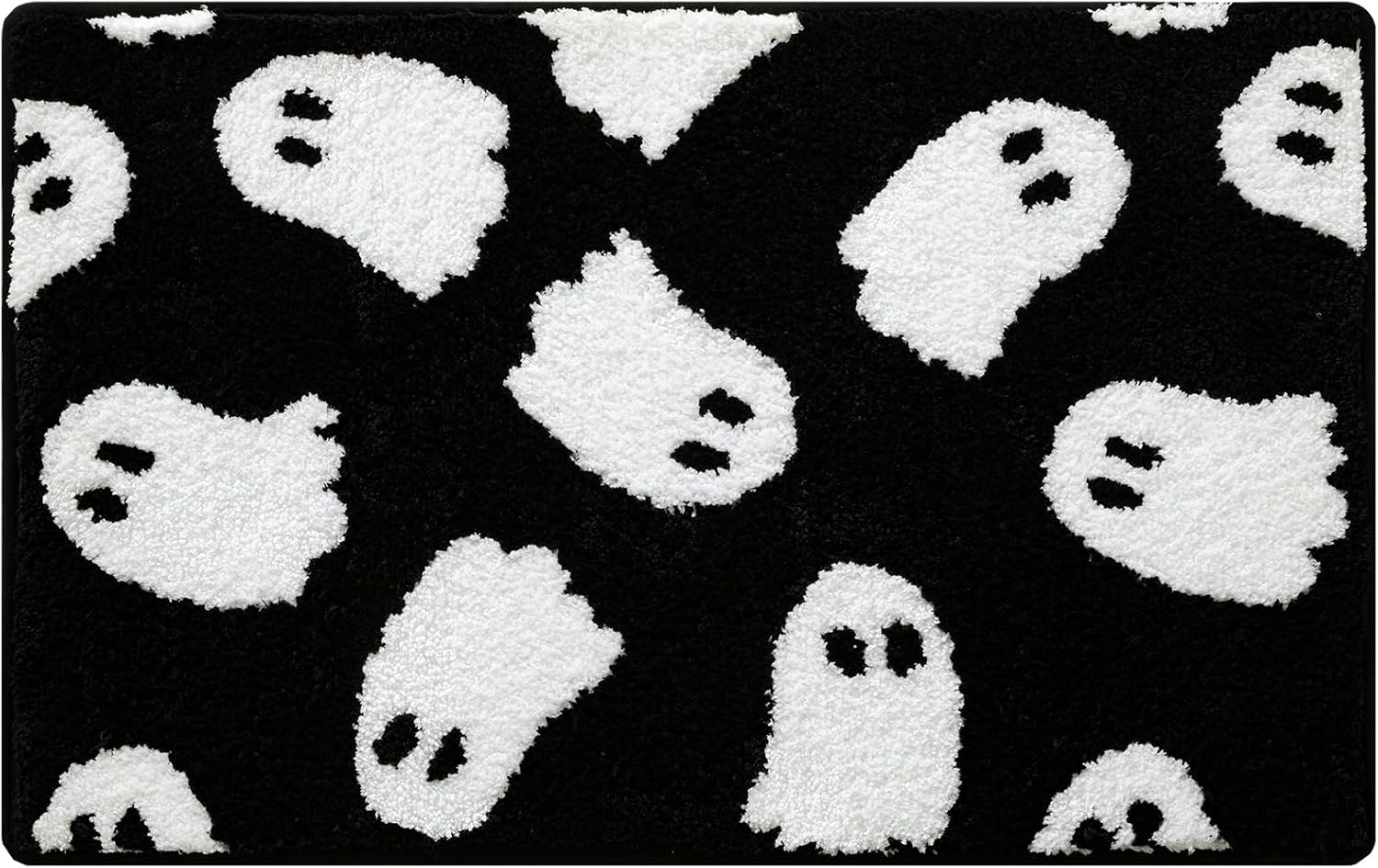 Ghost Bathroom Rug 20x32 Inch Black, Soft and Absorbent Tufted Halloween Bath Mat Non Slip Washable, Halloween Bathroom Decor Rug Holiday Decorations