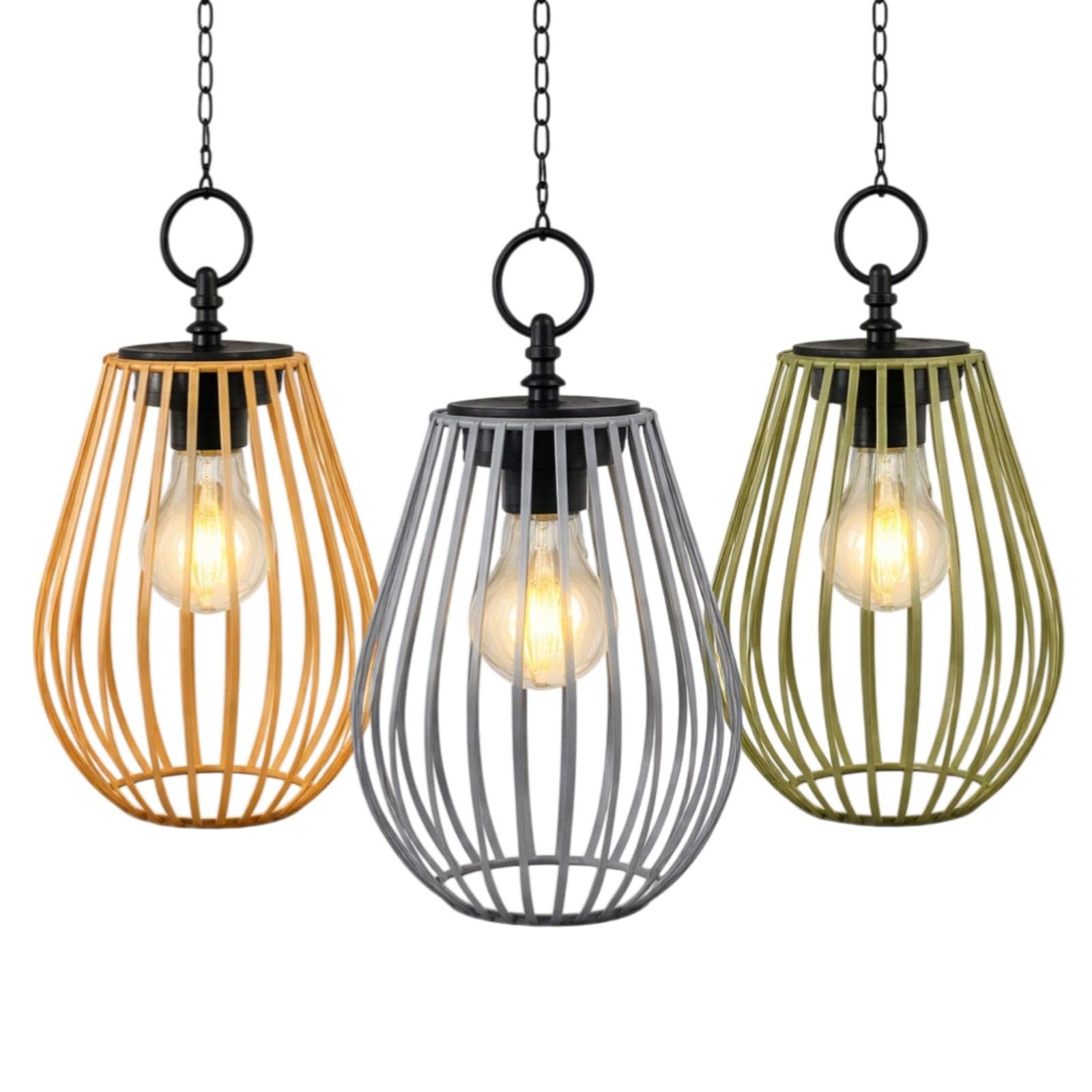 formano 3er Set 22 cm Solar Windlicht Hängend LED Solarlaterne Metall mit Dämmerungssensor & Akku - IP44 Außenleuchte für für Balkon, Terrasse & geschützten Garten - 40 cm Kette mit Haken