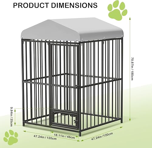 Miniatura 6 de Perrera para perros grandes, 4 x 4 x 6 pies, perrera grande exterior con cerradura, recintos para perros con cubierta impermeable resistente a los