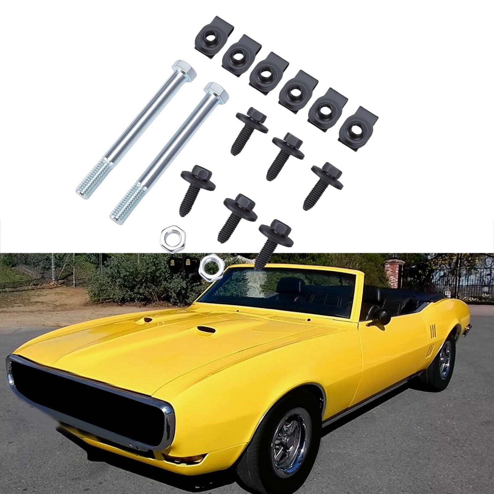 HEEPDD Zestaw Montażowy Wspornika Resoru Przedniego, Ulepszenie ze Stali o Dużej Wytrzymałości dla Camaro Nova Firebird 1967-1981, Pasuje do Pojazdów z Długimi Uchami Resoru w Celu Zwiększenia