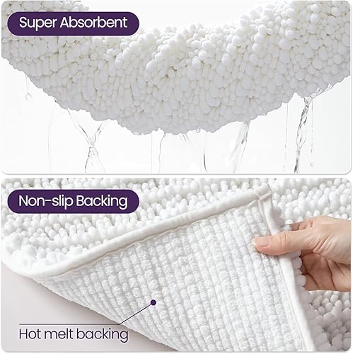 Miniatura 7 de DEXI Alfombras de baño, tapetes de baño de felpilla para suelo de baño, antideslizantes, absorbentes, lavables, alfombras de ducha de felpa para