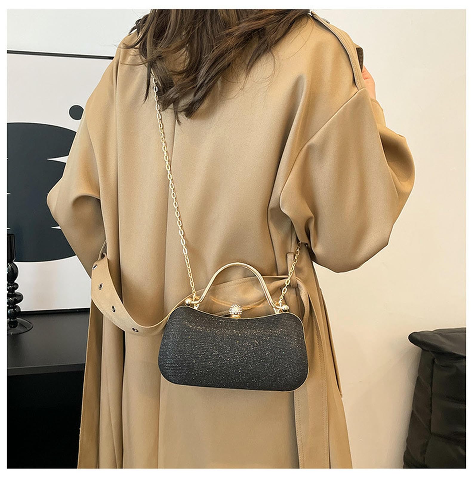 Damska torba z uszami niszowa torba modna modna łańcuszek wieczór ramię Crossbody