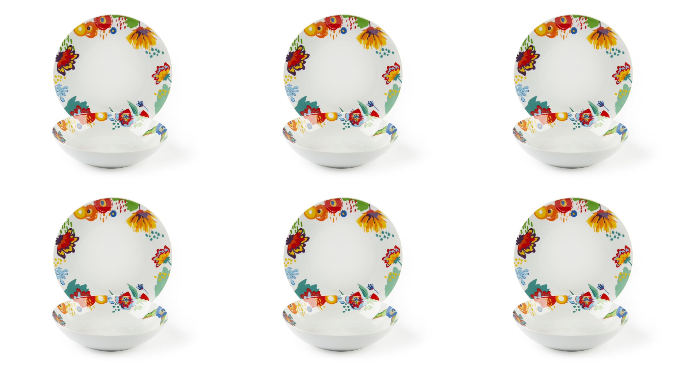 Excelsa Saint Tropez Ervizio talerz 12-częściowy, porcelana, kolorowa dekoracja, dla 6 osób